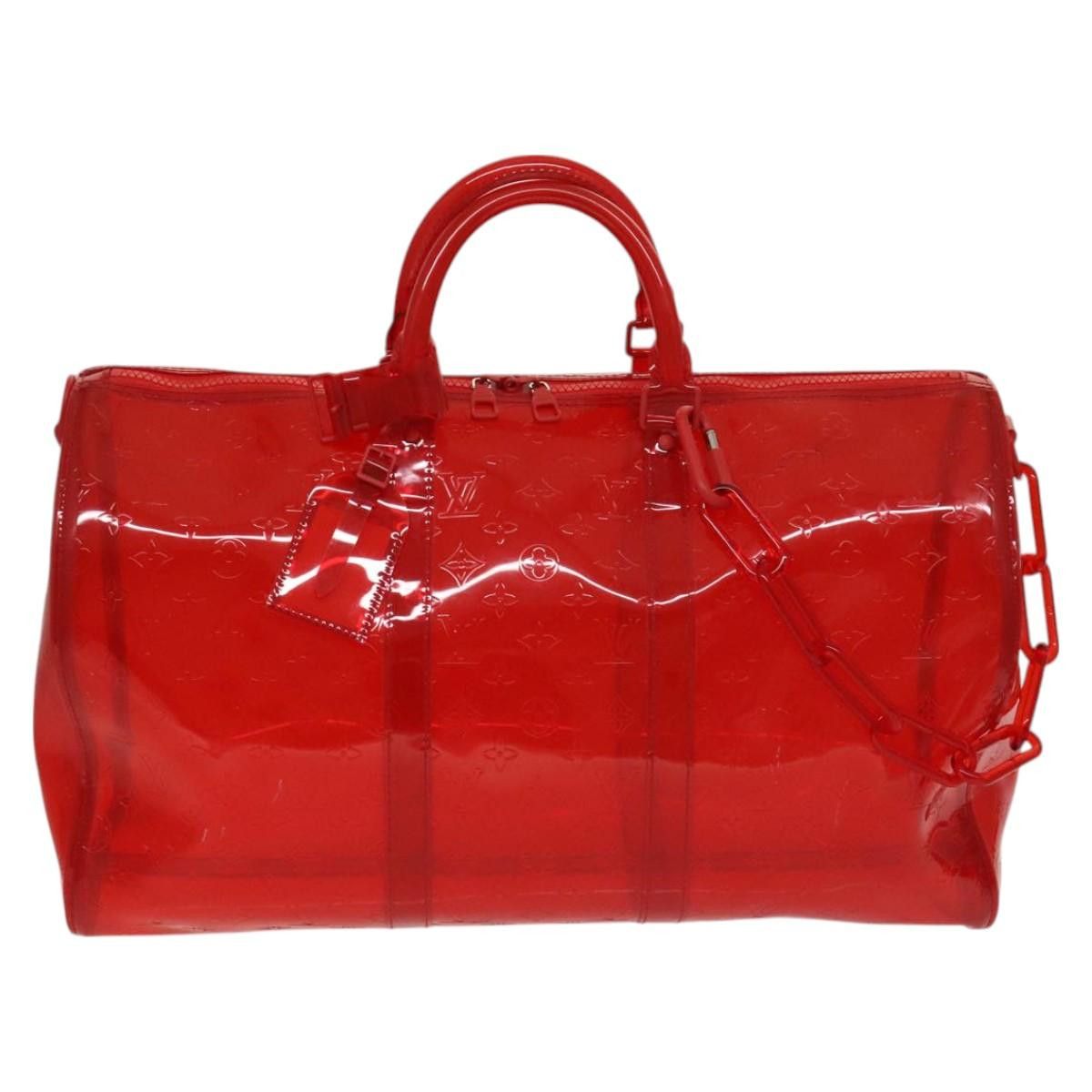 Louis Vuitton LOUIS VUITTON Monogram Vinyl Keepall Bandouliere 50 Bag Red Size ONE SIZE - 2 Thumbnail