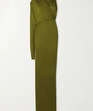 o1s1wg111124 Hooded Dress in Crepe Jersey in Green