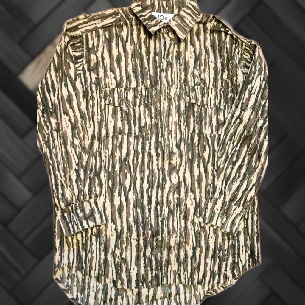 Realtree 10X Realtree Shirt Mens L Tall Tree Bark Camo Button Up Hunting USA Made Vintage Size US L / EU 52-54 / 3 - 1 Thumbnail