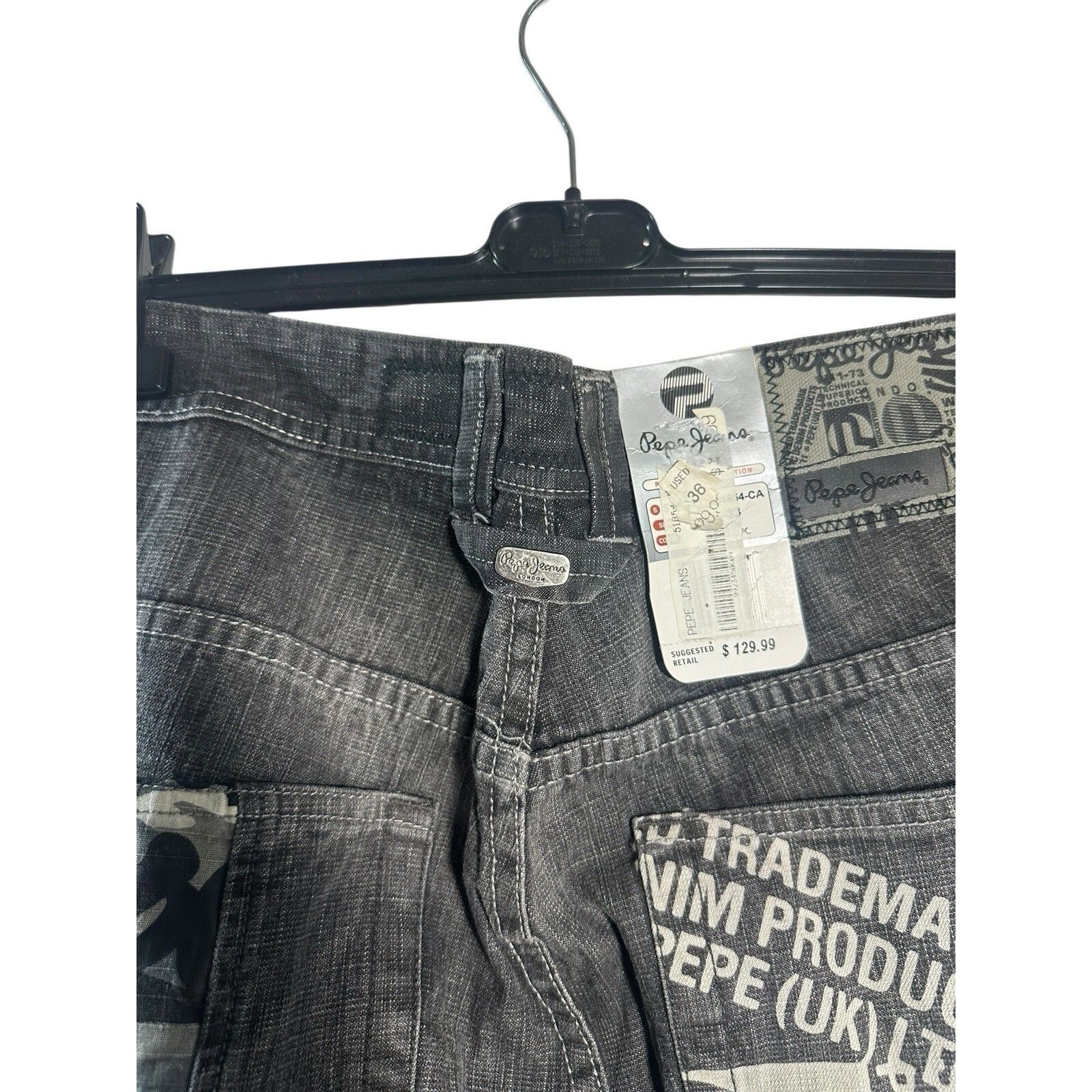 Pepe Jeans Vintage Pepe London Baggy Denim Jeans Grey Black Hip Hop 90’ Size US 36 / EU 52 - 7 Thumbnail