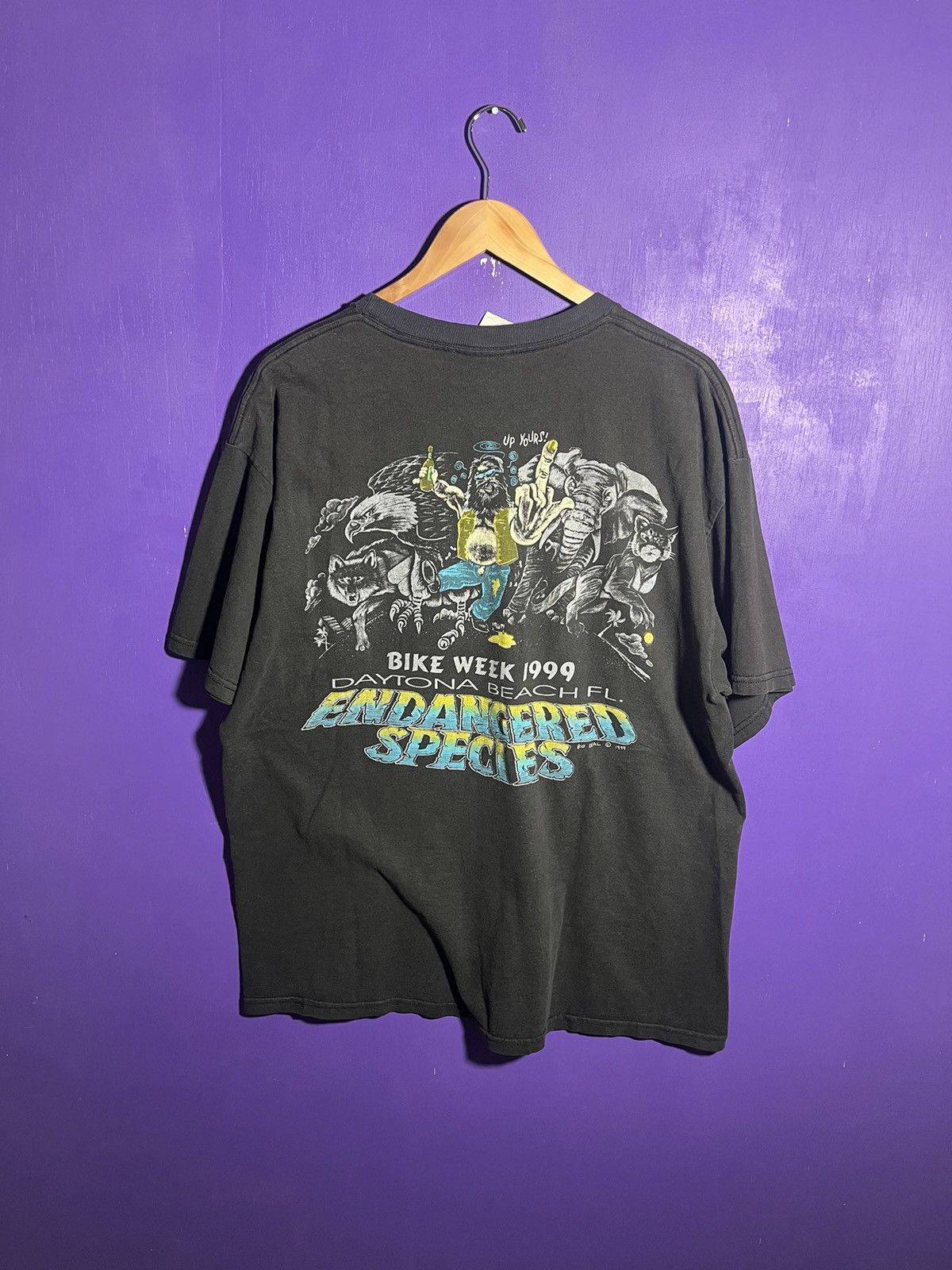 Vintage Vintage 1999 Daytona bike week endangered t-shirt Size US XL / EU 56 / 4 - 2 Thumbnail