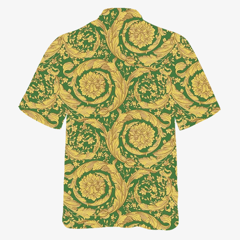 The Unbranded Brand Oriental Barocco Green & Gold Short-Sleeved Shirt Size US M / EU 48-50 / 2 - 3 Thumbnail