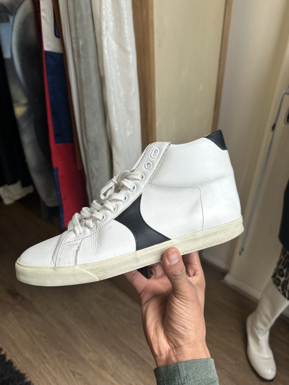 Celine × Hedi Slimane Celine Triomphe High top Leather Sneaker