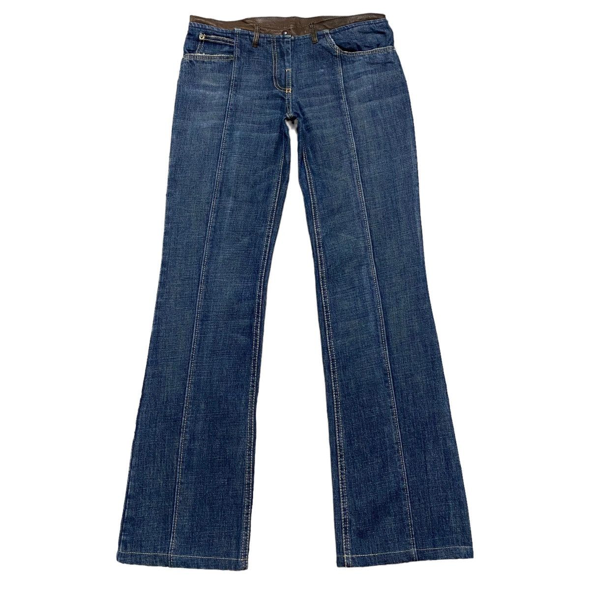 Neil Barrett Neil Barrett Denim Leather Trimmed Flare Jeans Low Rise Size 28" / US 6 / IT 42 - 3 Thumbnail