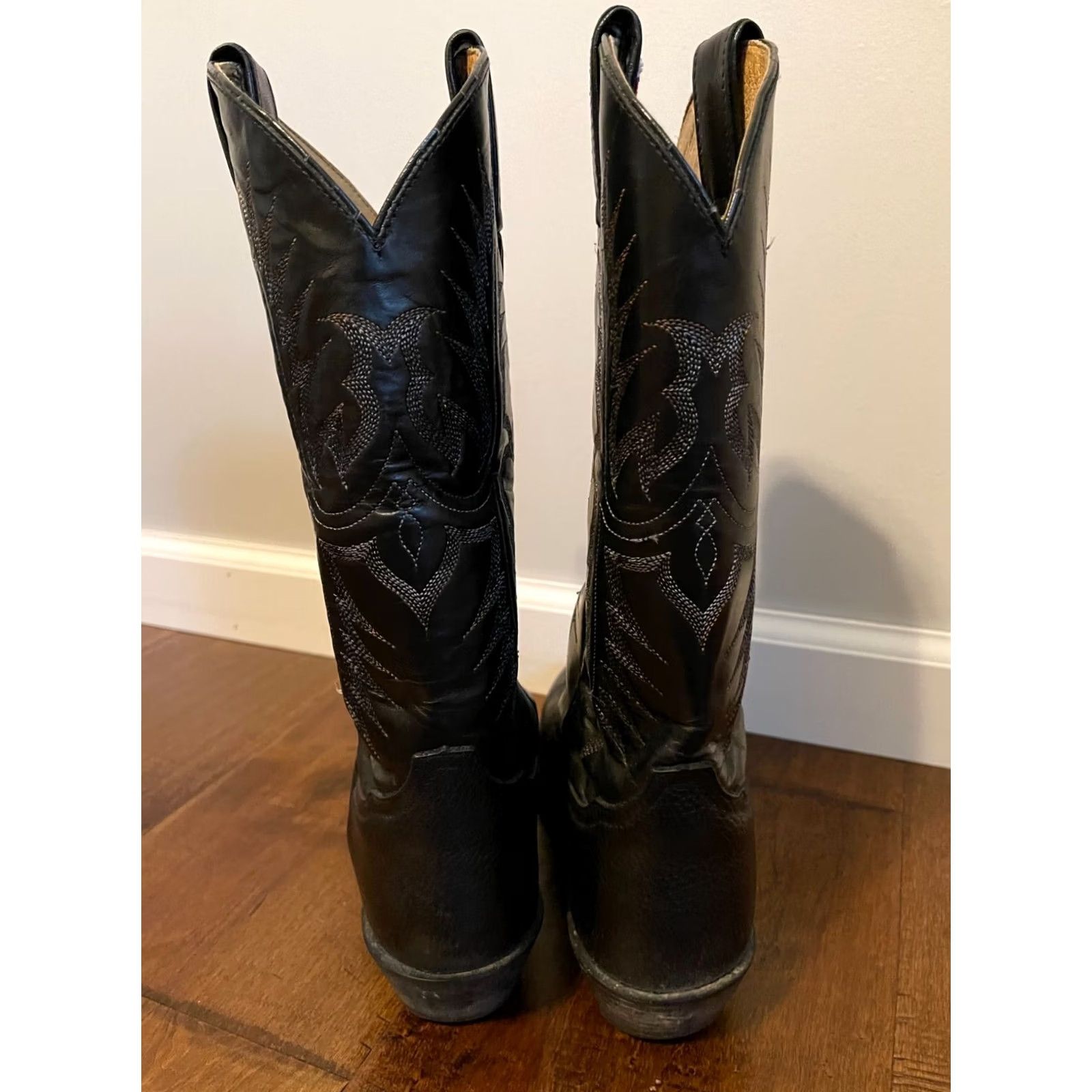 Tony Lama VINTAGE Tony Lama Boots Mens Black TW2006 Mexico Leather Western Cowboy Men Size US 9 / EU 42 - 5 Thumbnail