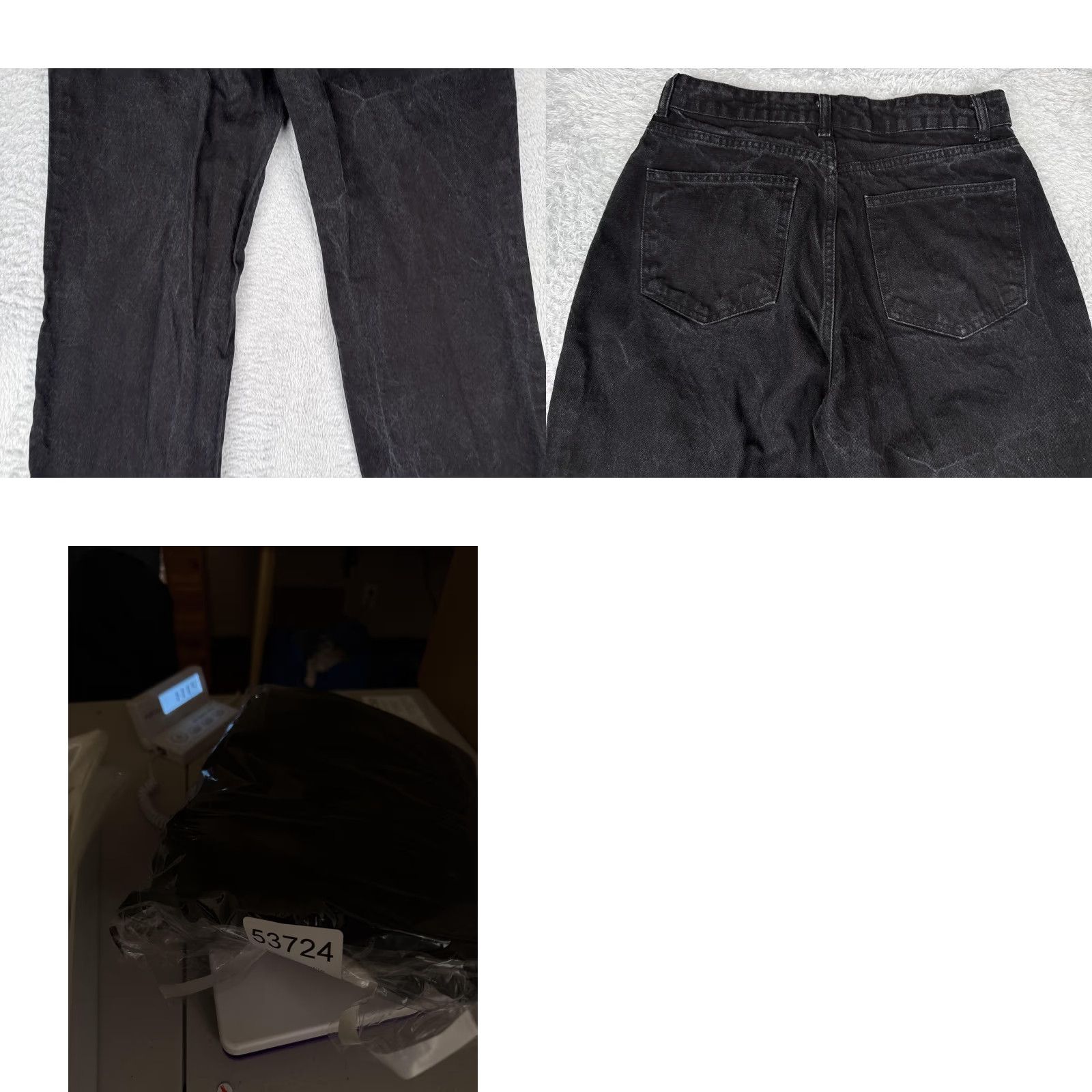 Denime Black Jeans Womens 28x32 Relaxed Wide Straight Leg Raw Hem Distressed Denim Size 28" / US 6 / IT 42 - 10 Thumbnail