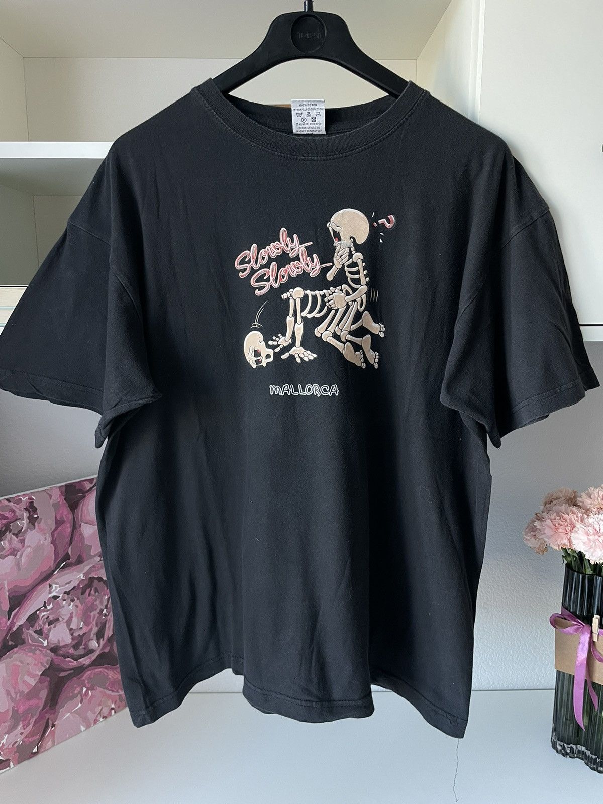Vintage Crazy Y2K Vintage “Sex Porno Skeleton Slowly” T- Shirt Humor Size US L / EU 52-54 / 3 - 2 Thumbnail