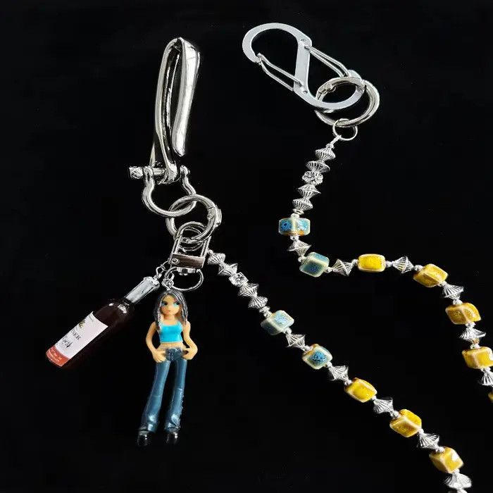 Jewelry Square Bead Cleanfit Waist Pants Chain Key Chains Size ONE SIZE - 5 Thumbnail