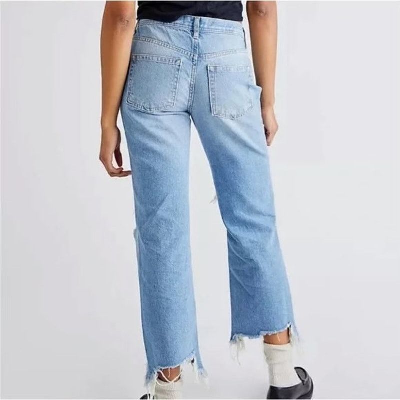 Free People NWT Free People Distress Straight Leg Jeans Size 25 Boho Size 25" / US 0 / IT 36 - 2 Thumbnail