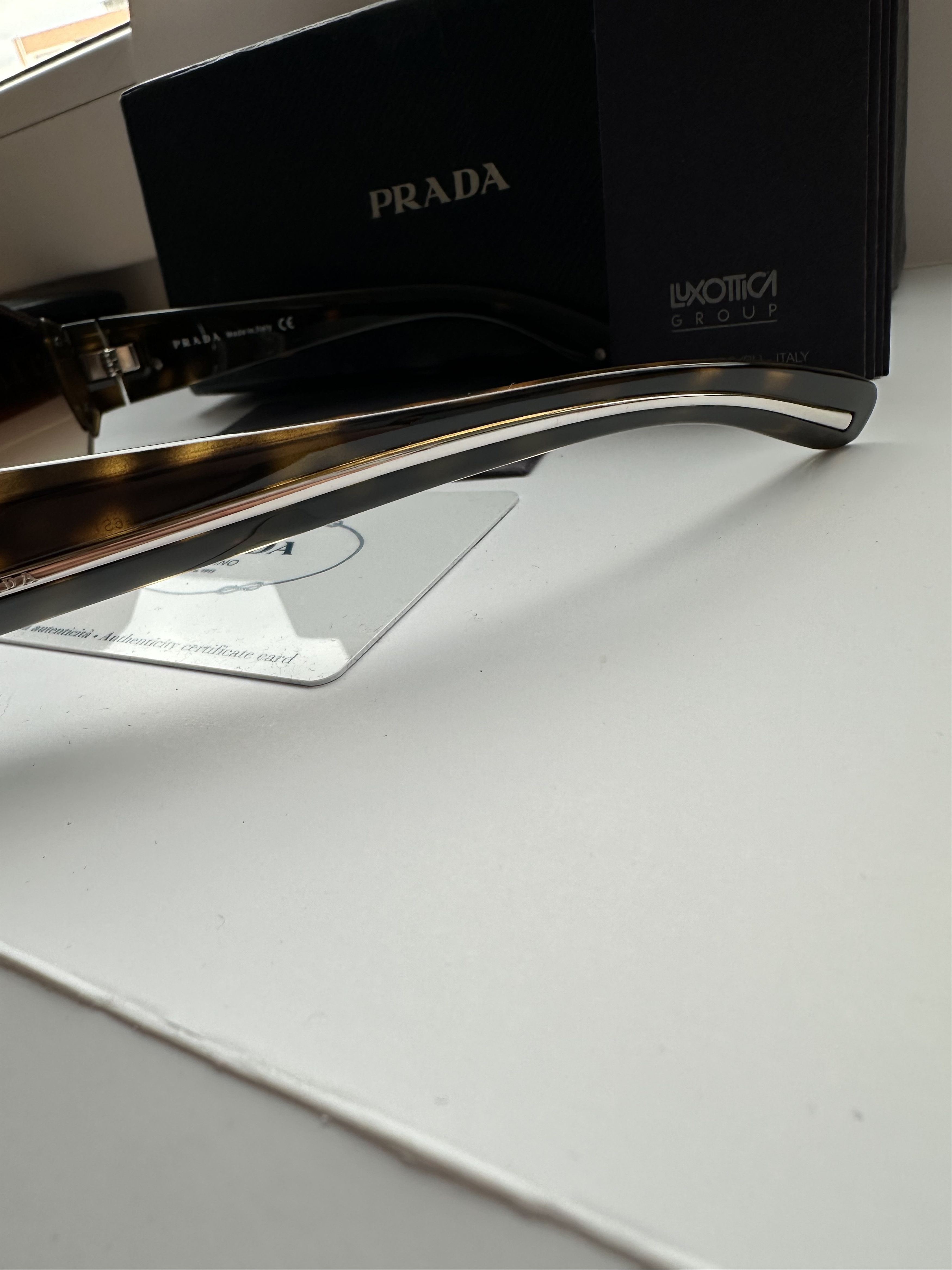 Prada Prada Brown/Black SPR01L Silver Tab Unisex Sunglasses Size ONE SIZE - 4 Thumbnail