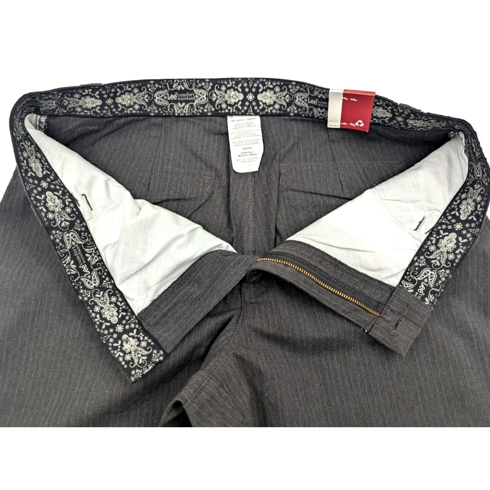 Lee Lee Gray Pinstripe Comfort Waist Bootcut Pants Women 18M (36x32) Cotton NWT Size 40" / US 18 - 6 Thumbnail