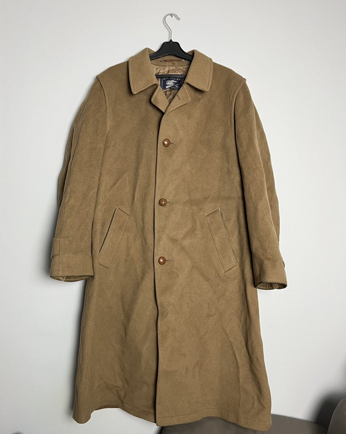 image of Vintage Burberry Coat Wool in Light Mustard, Men's (Size Large)