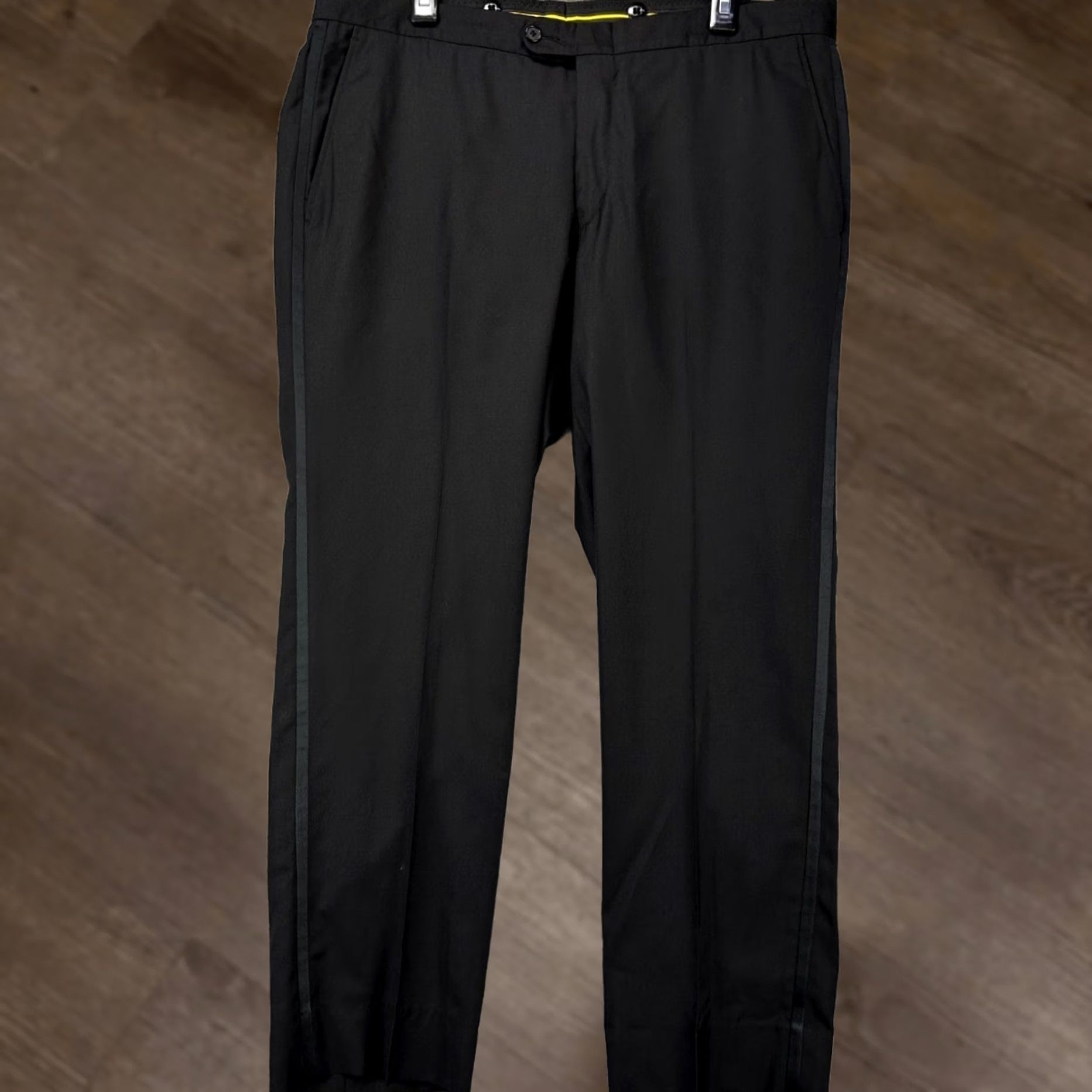 Vintage Hickey Freeman Dress Pants Mens 38 Black Wool Straight Front Pocket Flat Front Flat Front Pants Slim Size US 38 / EU 54 - 1 Thumbnail