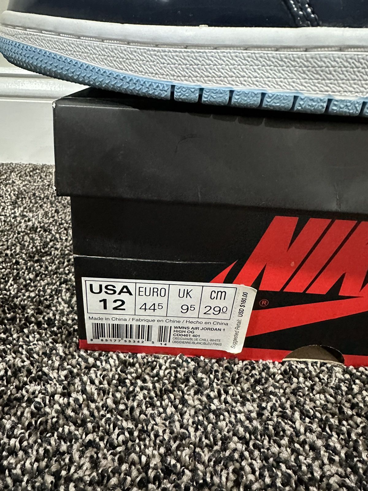 Jordan Brand Air Jordan Retro 1 Wmns OG “Blue Chill” Patent Leather Shoes Size US 10.5 / EU 43-44 - 3 Thumbnail