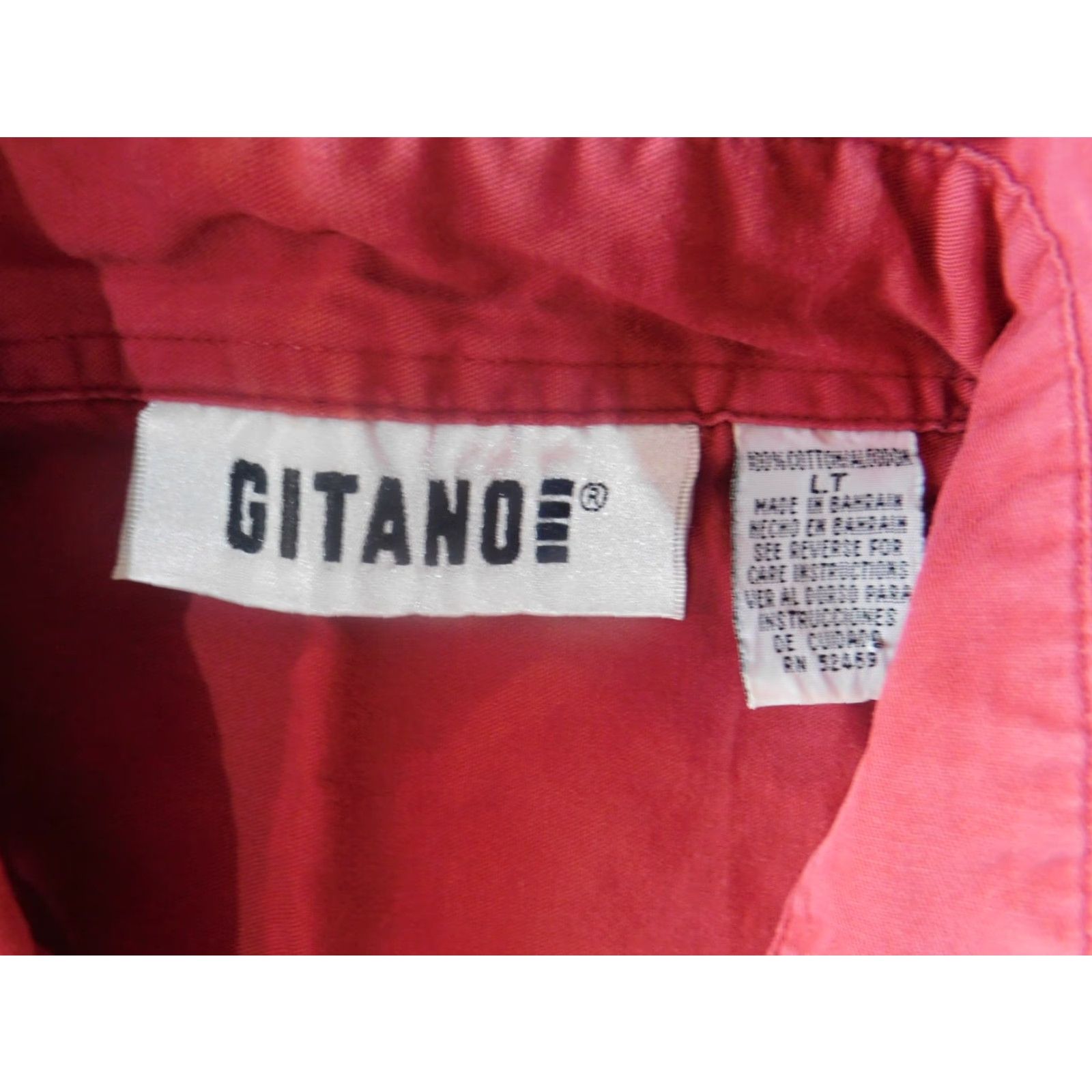 Vintage VINTAGE Gitano Mens Shirt LT red Button-Up casual pockets Slim long sleeve Button-Down Collar Shirts Mens Size US L / EU 52-54 / 3 - 4 Thumbnail