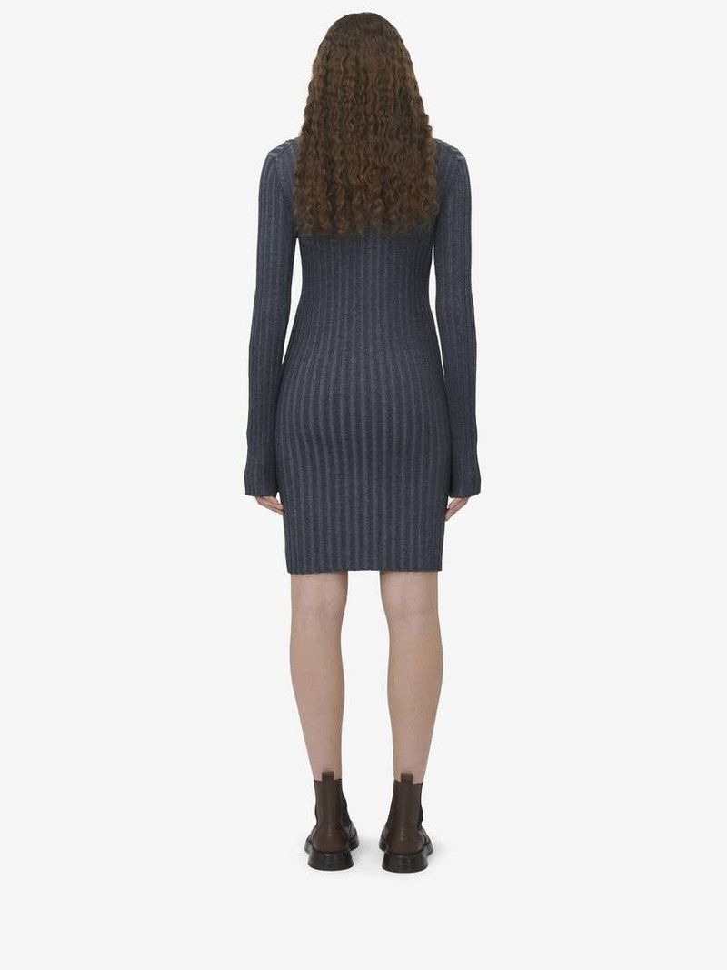 Alexander McQueen o1srvl11e0226 Rib Knit Mini Dress In Dark Grey Size XL / US 12-14 / IT 48-50 - 4 Thumbnail