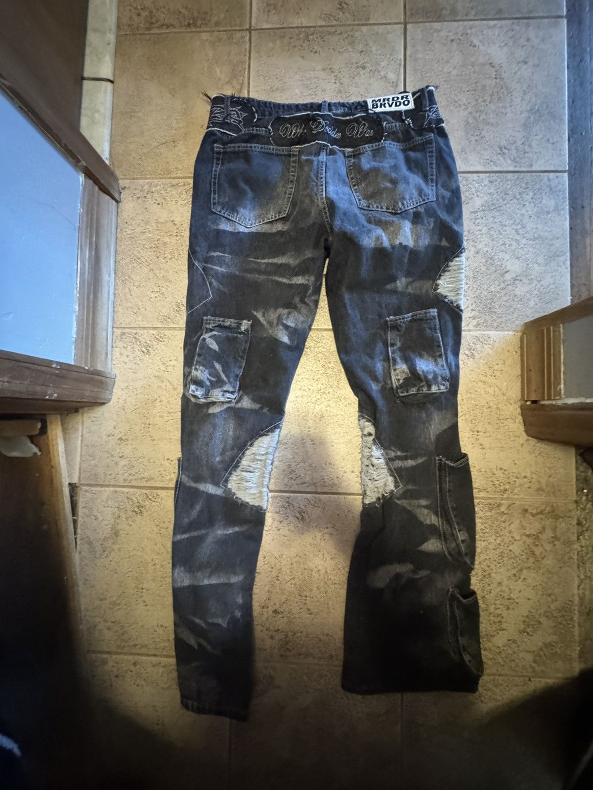 Ev Bravado × Who Decides War Who Decides War by MRDR BRVDO Black Thorned Pocket Jeans Size US 38 / EU 54 - 4 Thumbnail