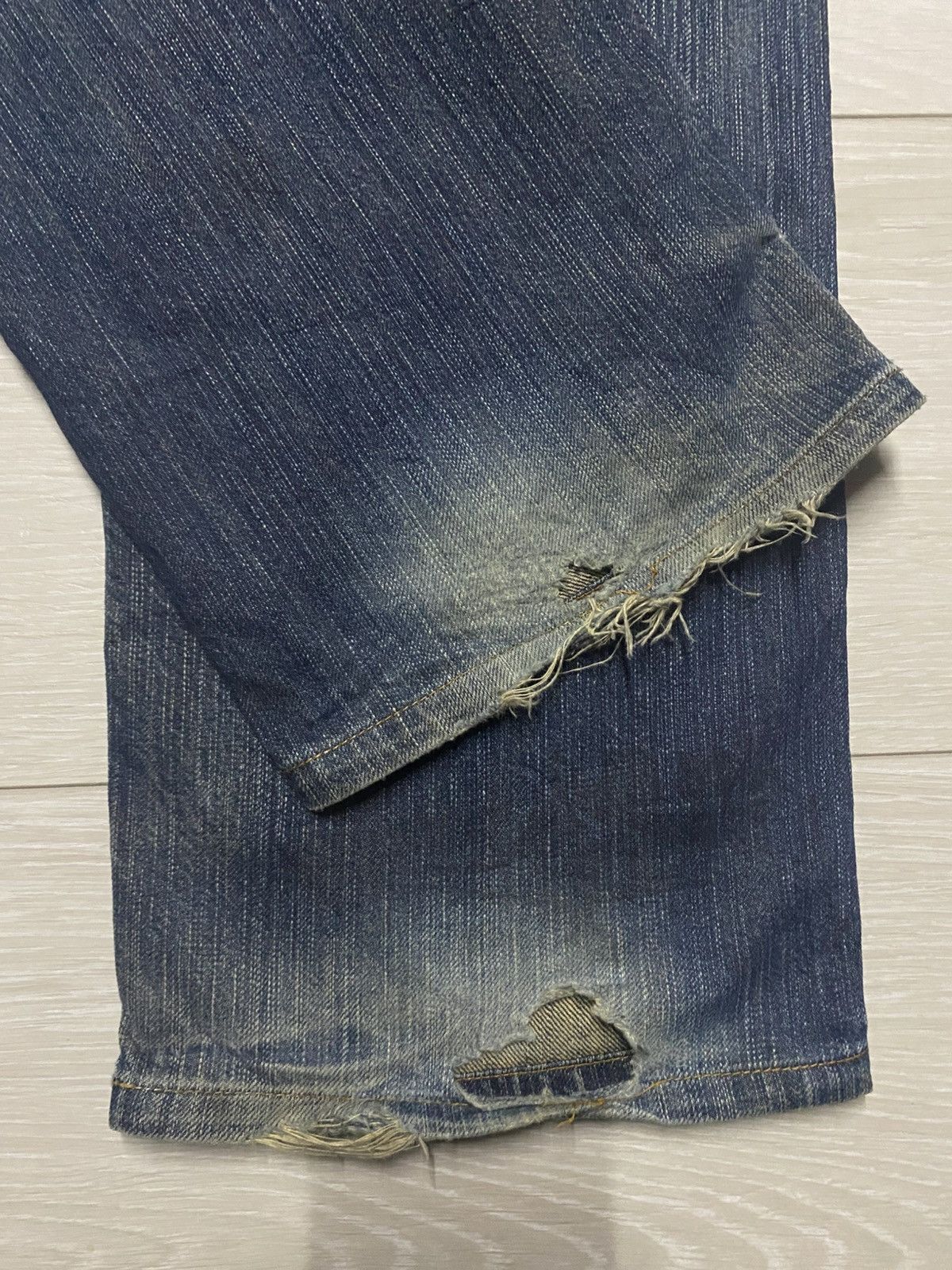 Junya Watanabe Edwin Exclusive Vintage Mud Wash Distressed Repair Jeans Size US 34 / EU 50 - 13 Thumbnail