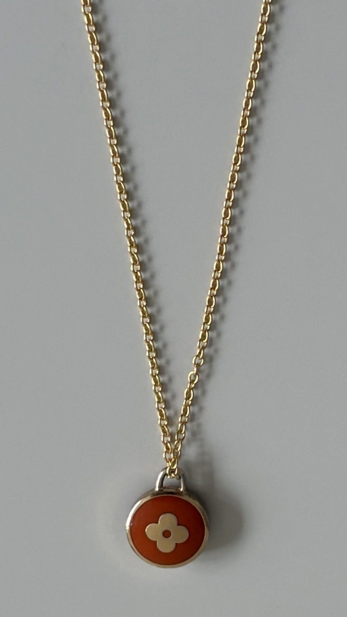 Louis Vuitton Orange Flower Logo Pendant Necklace