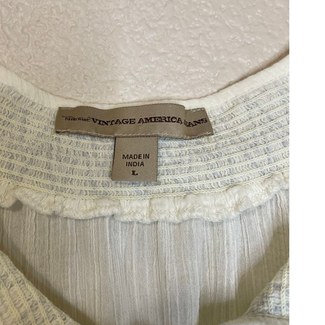 Other Vintage America Jeans Cotton Boho Gauzy Peasant Blouse Lg Size L / US 10 / IT 46 - 4 Thumbnail