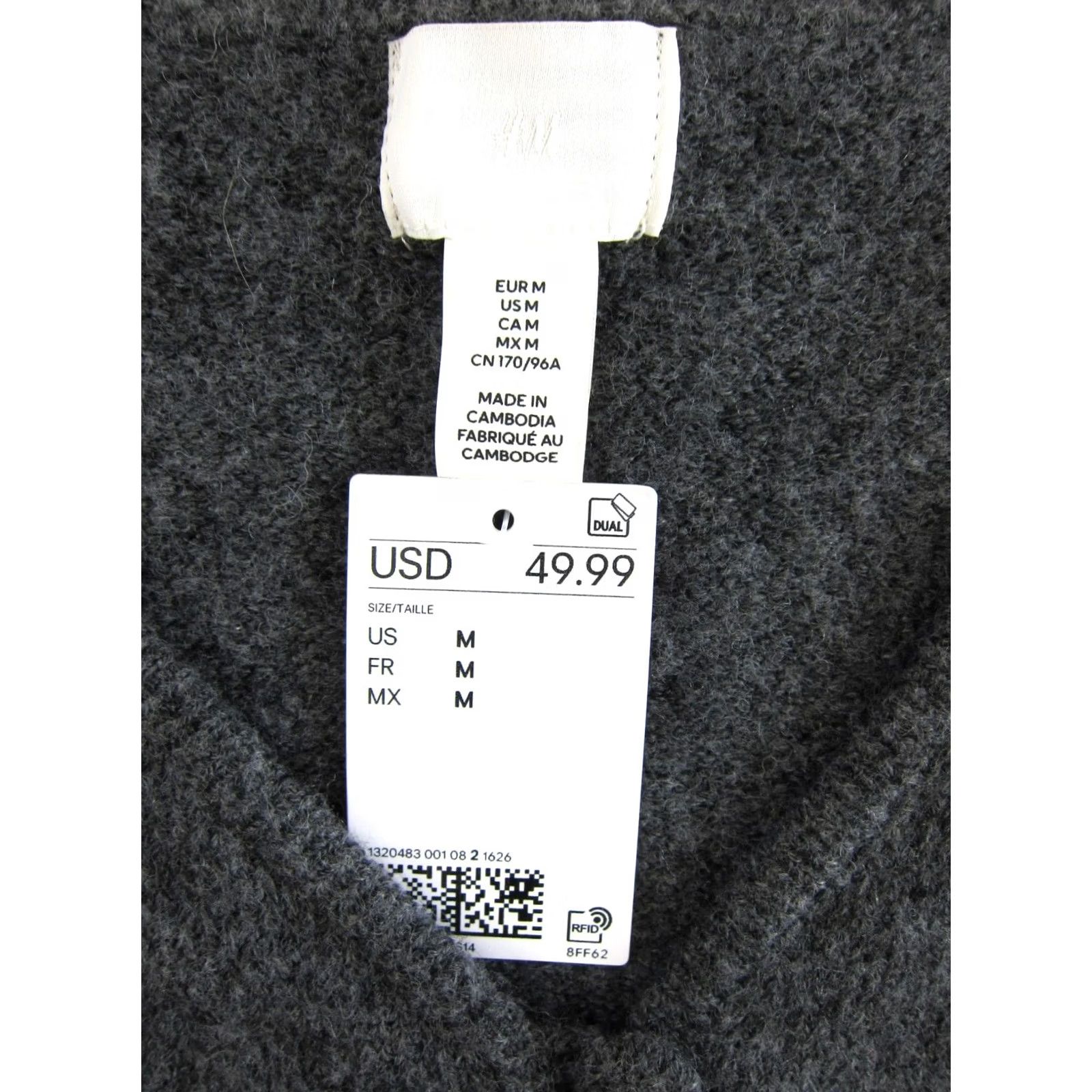 H&M H&M Grey Knit Stretch Long Sleeve V-Neck Sheath Sweater Dress M Women Size M / US 6-8 / IT 42-44 - 3 Thumbnail