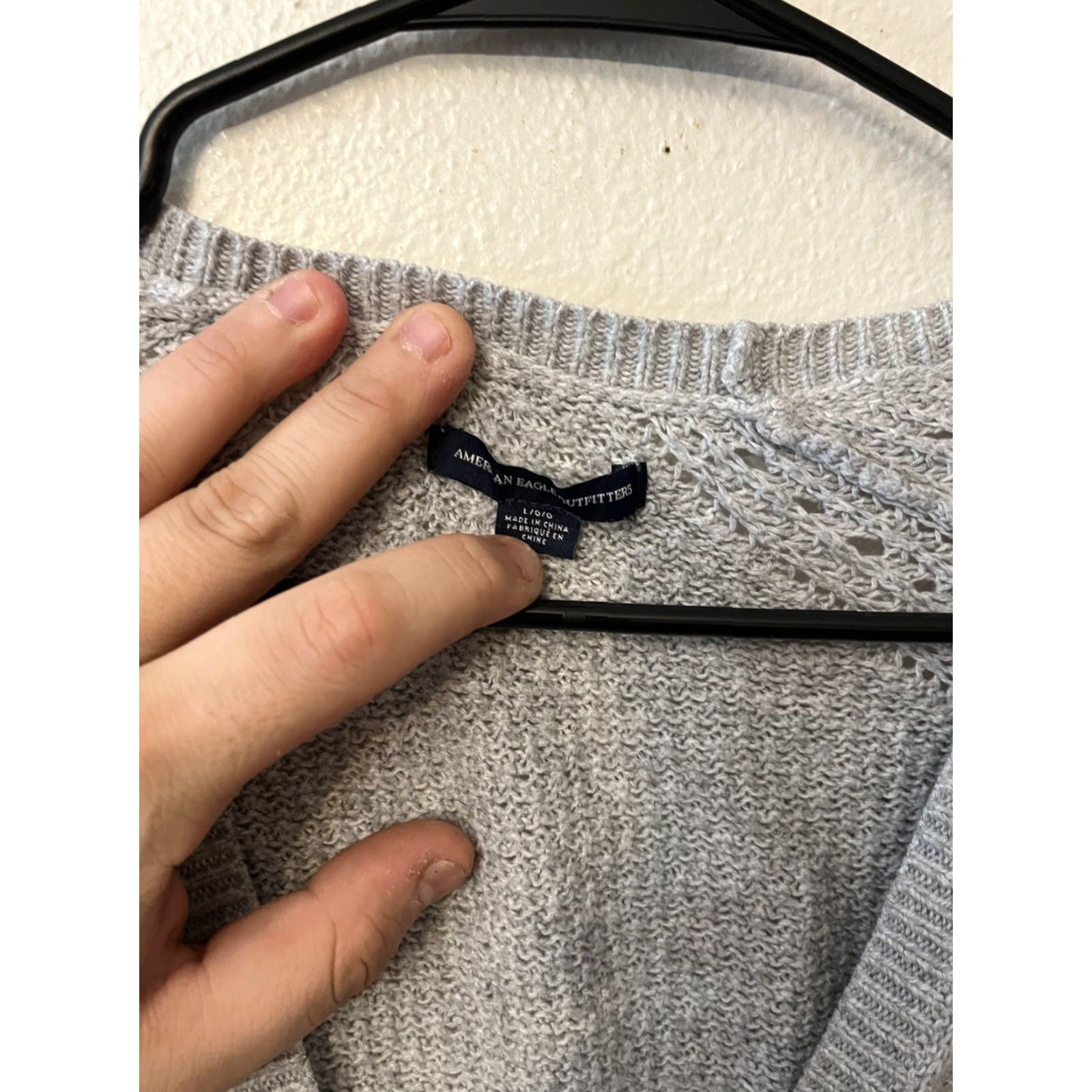 American Eagle Outfitters VINTAGE American Eagle Women's Cardigan Sweater L Gray Open-Knit Button Knit Fall Size L / US 10 / IT 46 - 3 Thumbnail