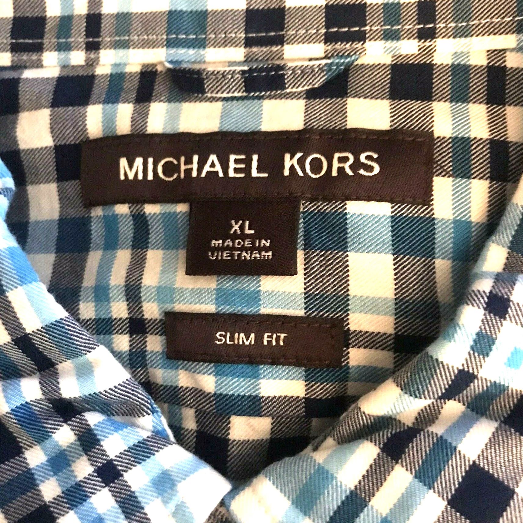 Michael Kors Michael Kors Shirt Mens XL Blue Plaid Print Cotton Rayon Slim Fit Long Sleeve Button-Up Button-Down Collar NEW Size US XL / EU 56 / 4 - 2 Thumbnail