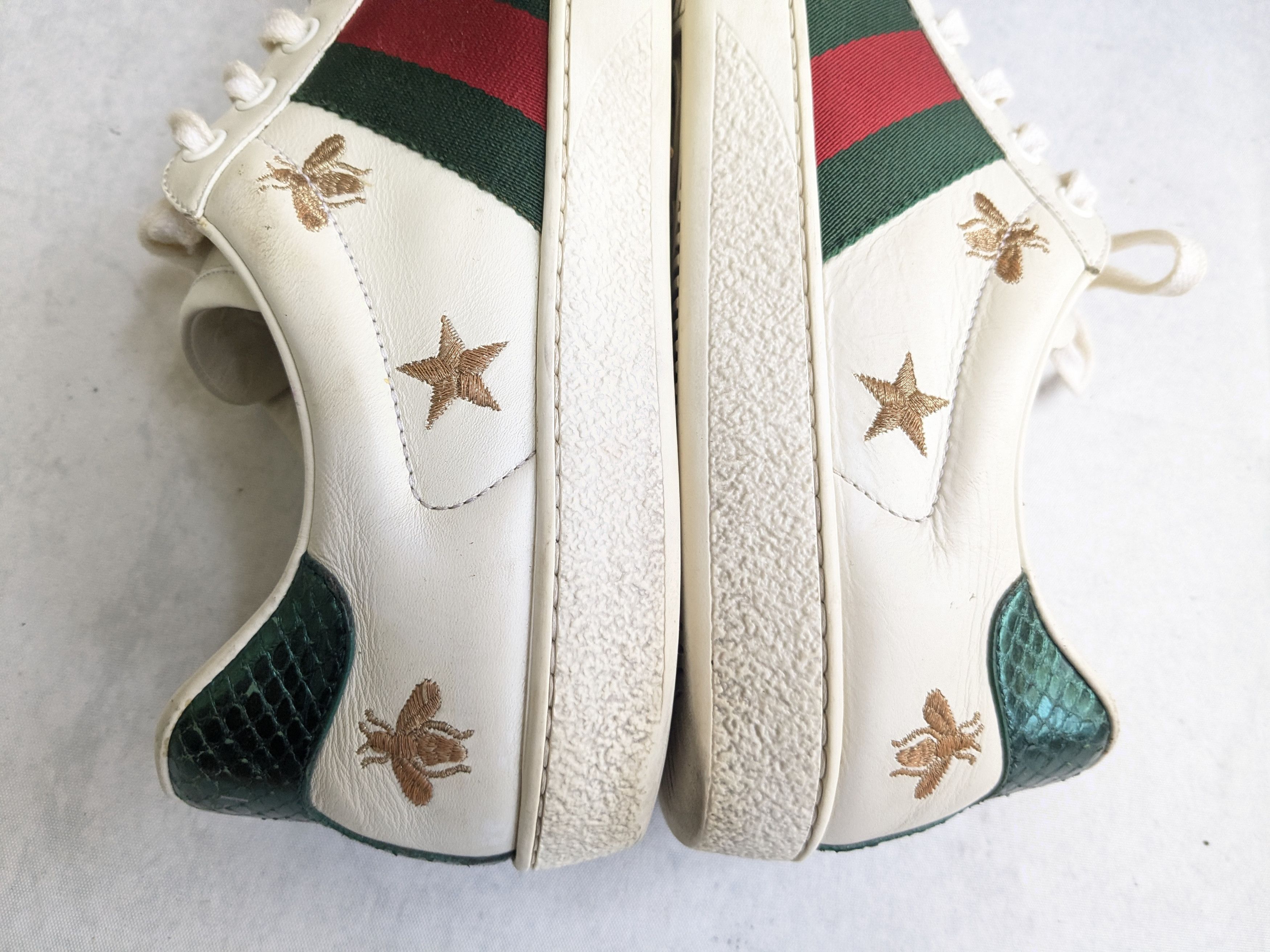 Gucci Gucci Ace Sneakers White Stats Bee 7.5 Low Tops Size US 7.5 / EU 40-41 - 10 Thumbnail