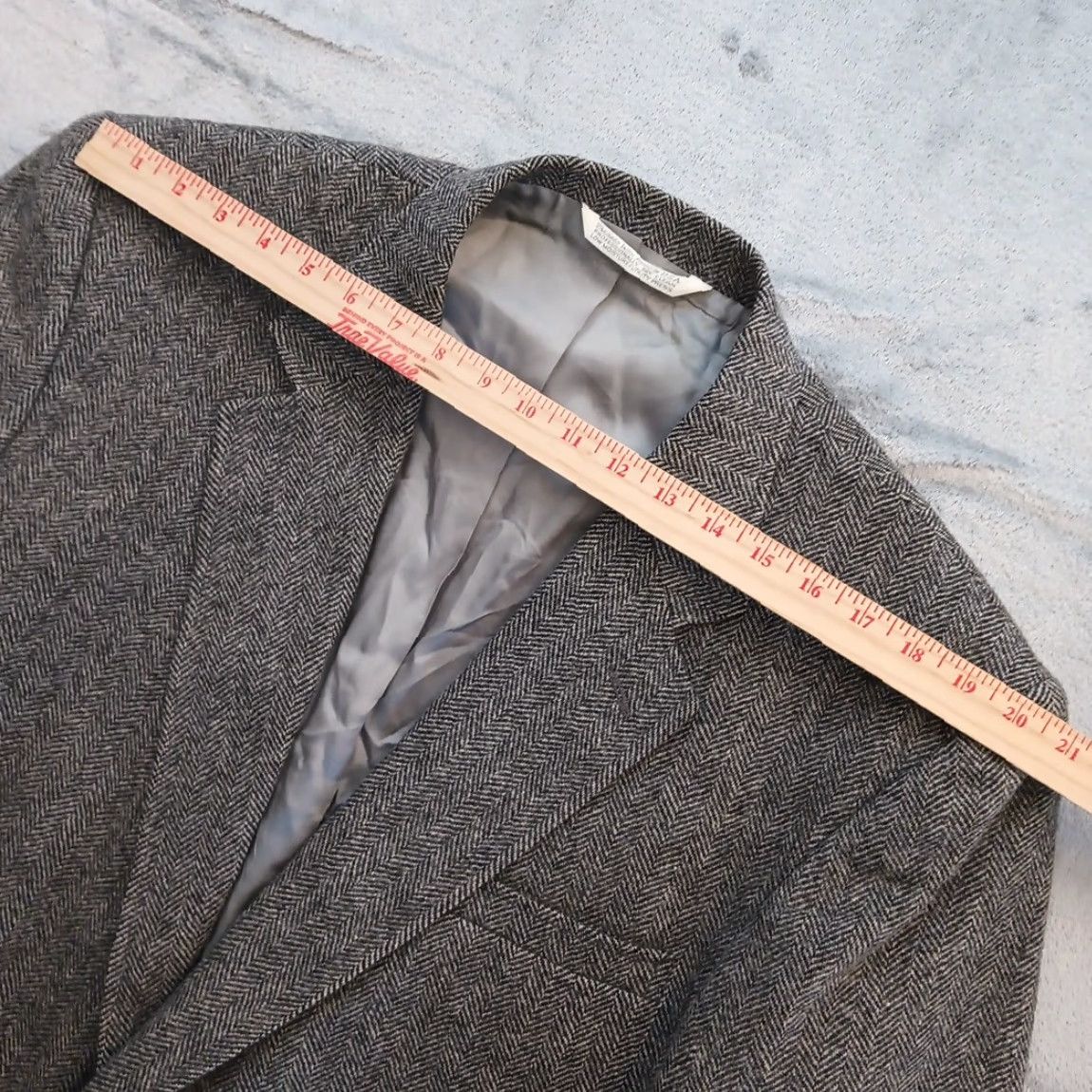 Lands' End Lands' End Blazer Mens 46 Long Gray Tweed Herringbone Wool Single Vent Two-Button Notch Lapel Jacket Coat 2 Piece Regular Mens Size 46R - 2 Thumbnail