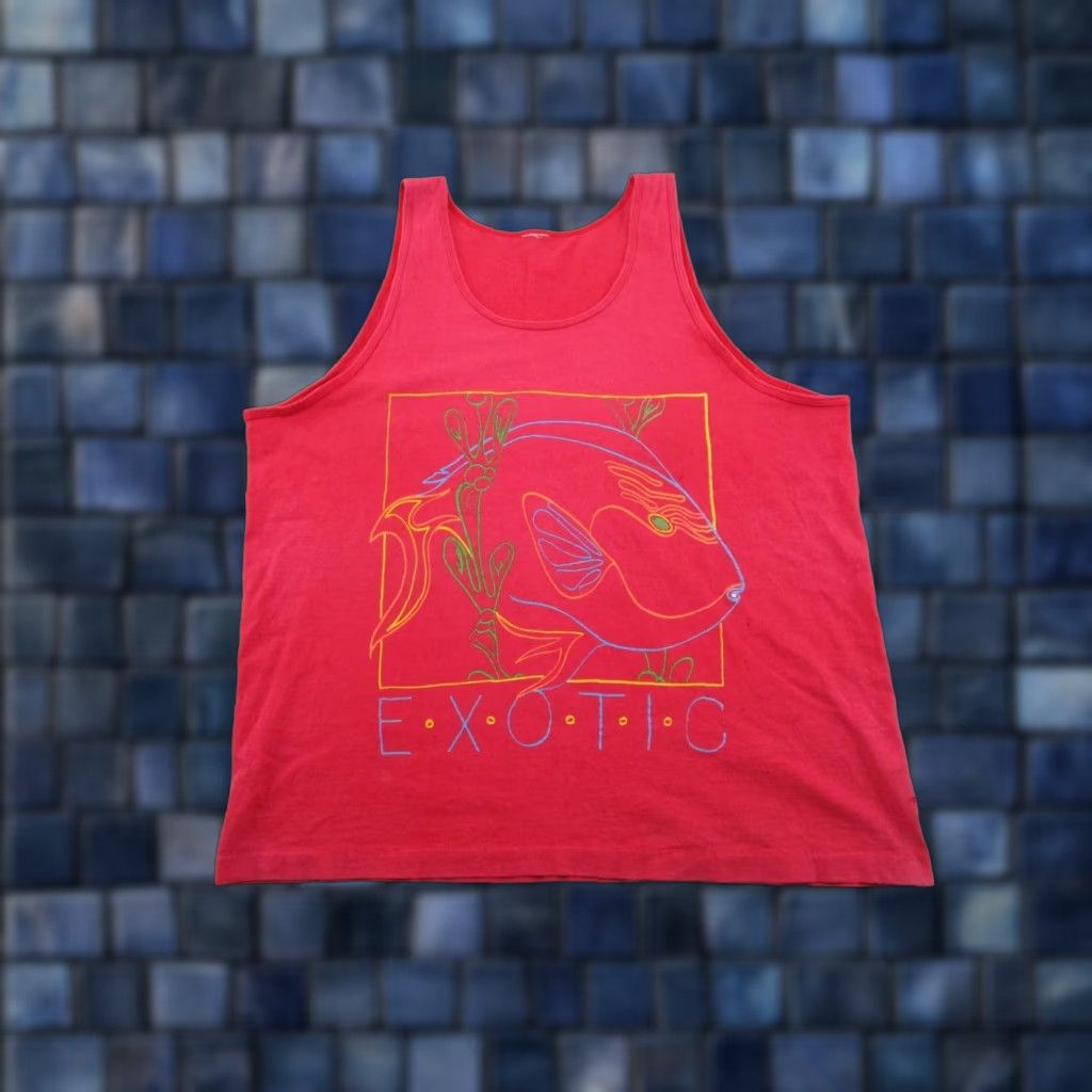 Vintage Vintage 90s Exotic Fish Single Stitch Sleeveless Tank Top Shirt Mens Ocean READ L Red Size US L / EU 52-54 / 3 - 1 Thumbnail