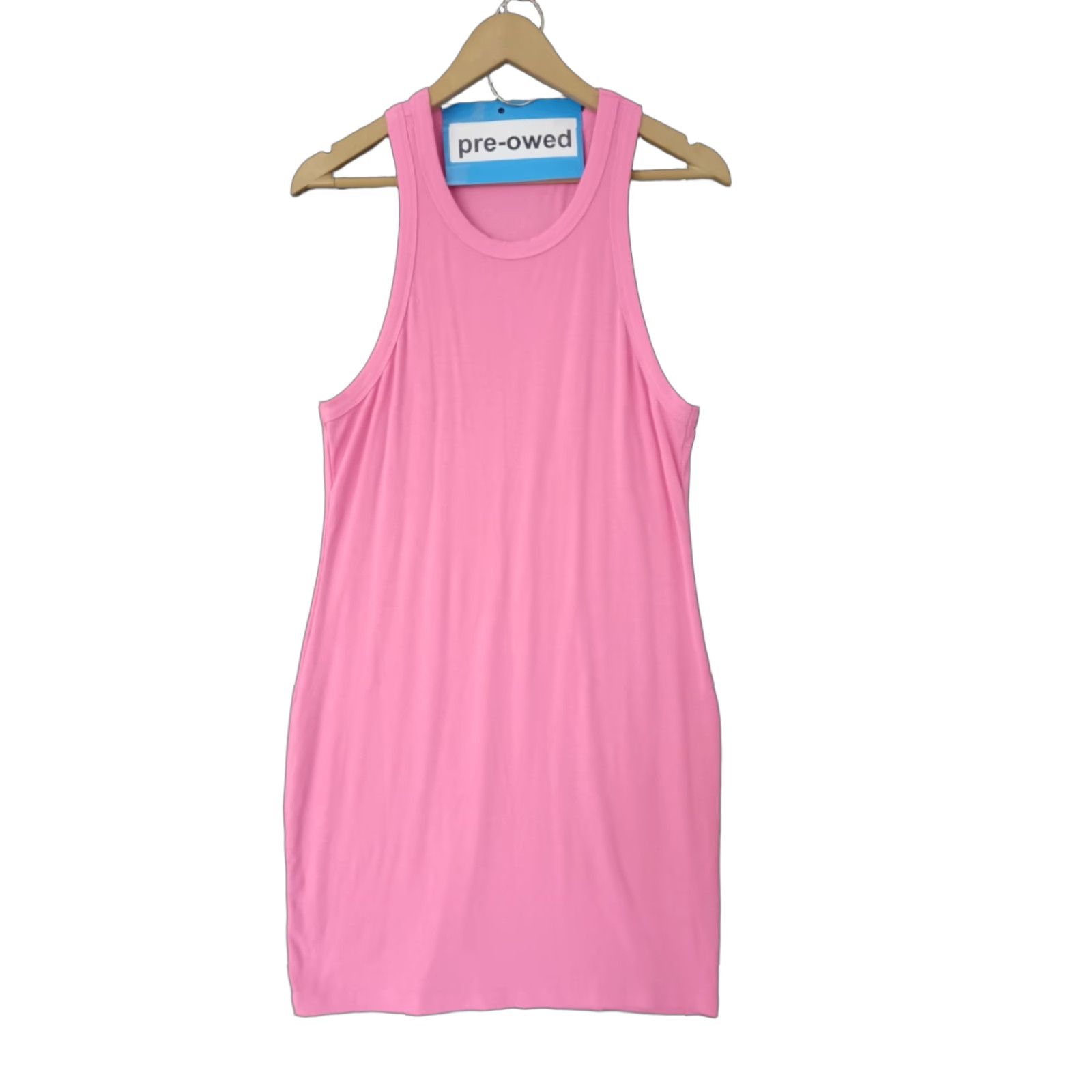 Pinko Tank Dress Ribbed Women's Sleeveless Bright Pink Midi XL Size M / US 6-8 / IT 42-44 - 1 Thumbnail