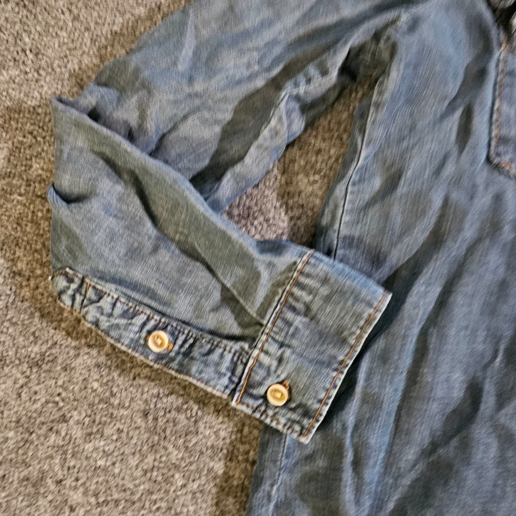 Denime Cloth & Stone Top Women Medium Blue Chambray Denim Button Long Sleeve Casual Size M / US 6-8 / IT 42-44 - 4 Thumbnail