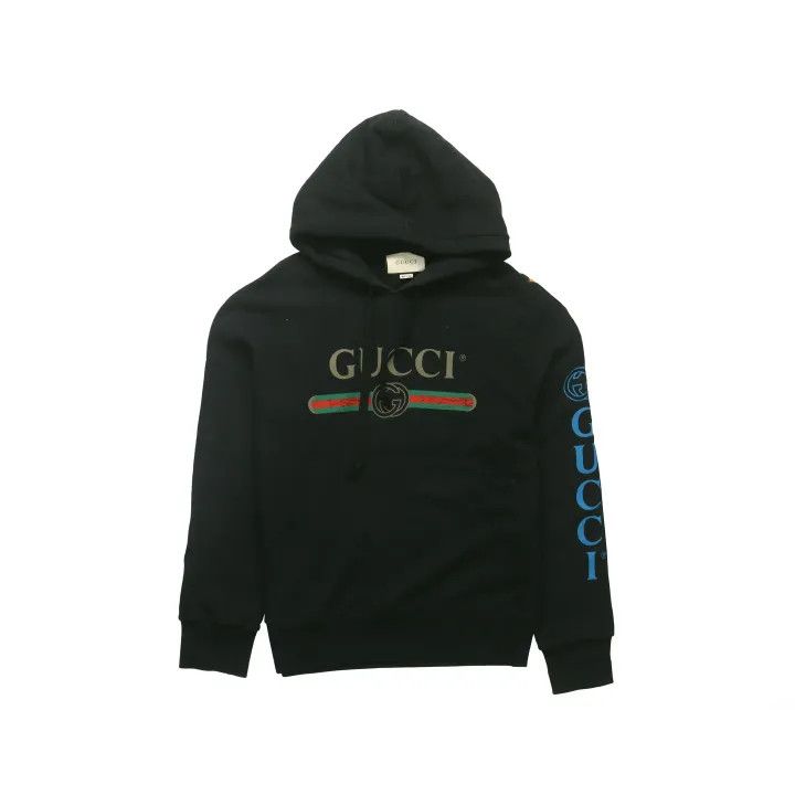 Gucci Gucci Logo Print Hoodie Black Size US M / EU 48-50 / 2 - 1 Thumbnail