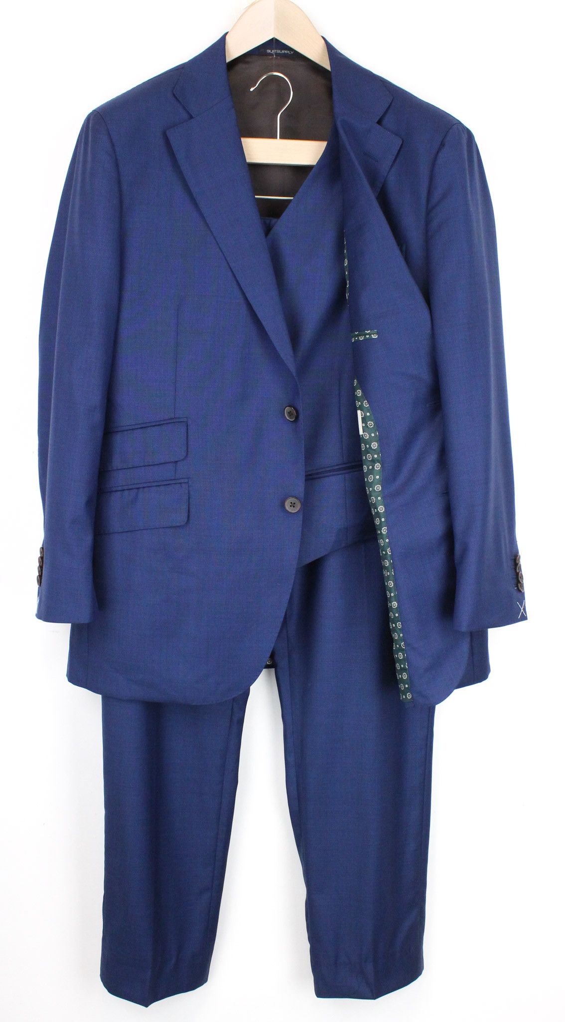 image of Suitsupply La Spalla Uk46S Wool Blue 3 Piece Suit 68541, Men's