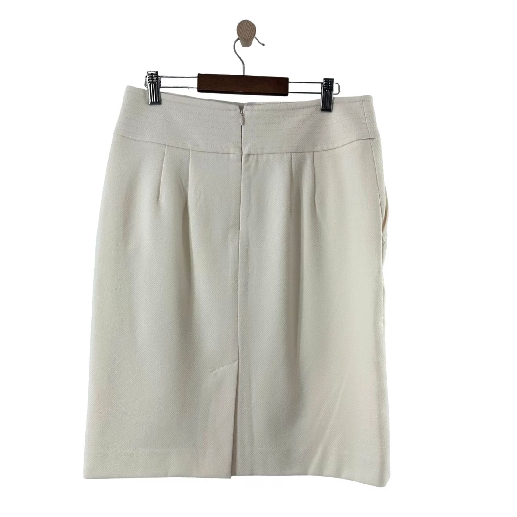 Loft Ann Taylor LOFT Cream Sailor Pencil Skirt Size 6 Button Accent Textured Lined Womens Size 28" / US 6 / IT 42 - 3 Thumbnail