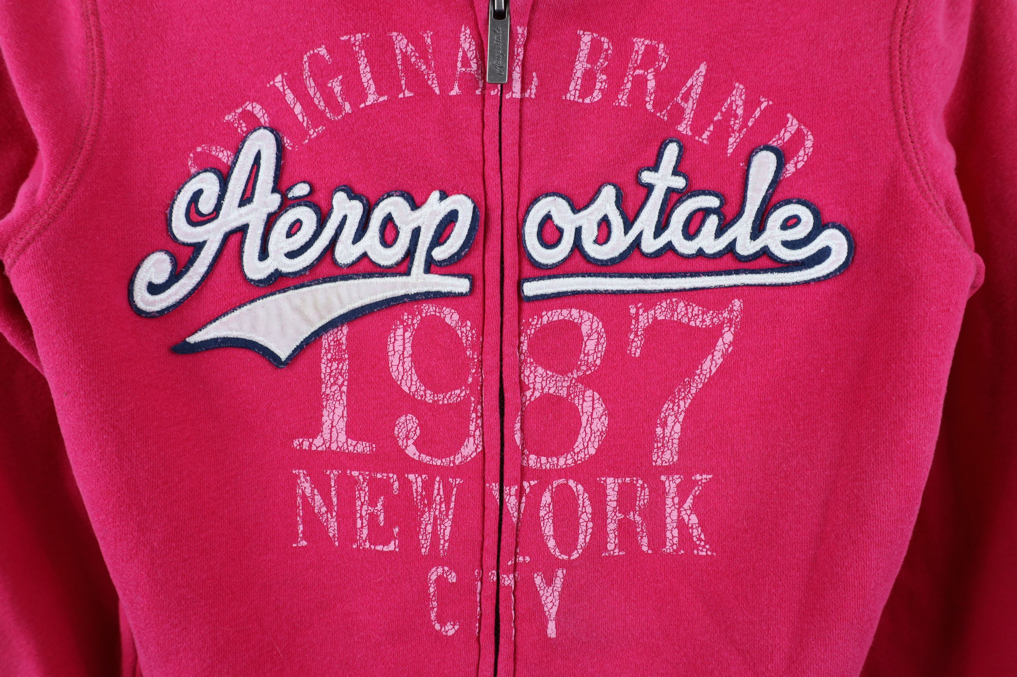 Aeropostale Vintage 90s Y2K Aeropostale Pile Fleece Lined Hoodie Pink Size XS / US 0-2 / IT 36-38 - 4 Thumbnail