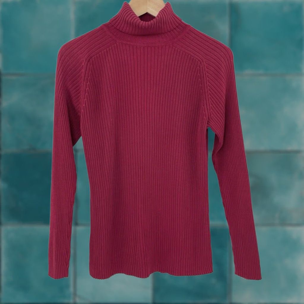 Vintage VINTAGE Caslon Plus Size 100% Silk Red Ribbed Turtleneck Sweater 1x, Classic, Runs Small Size XL / US 12-14 / IT 48-50 - 1 Thumbnail