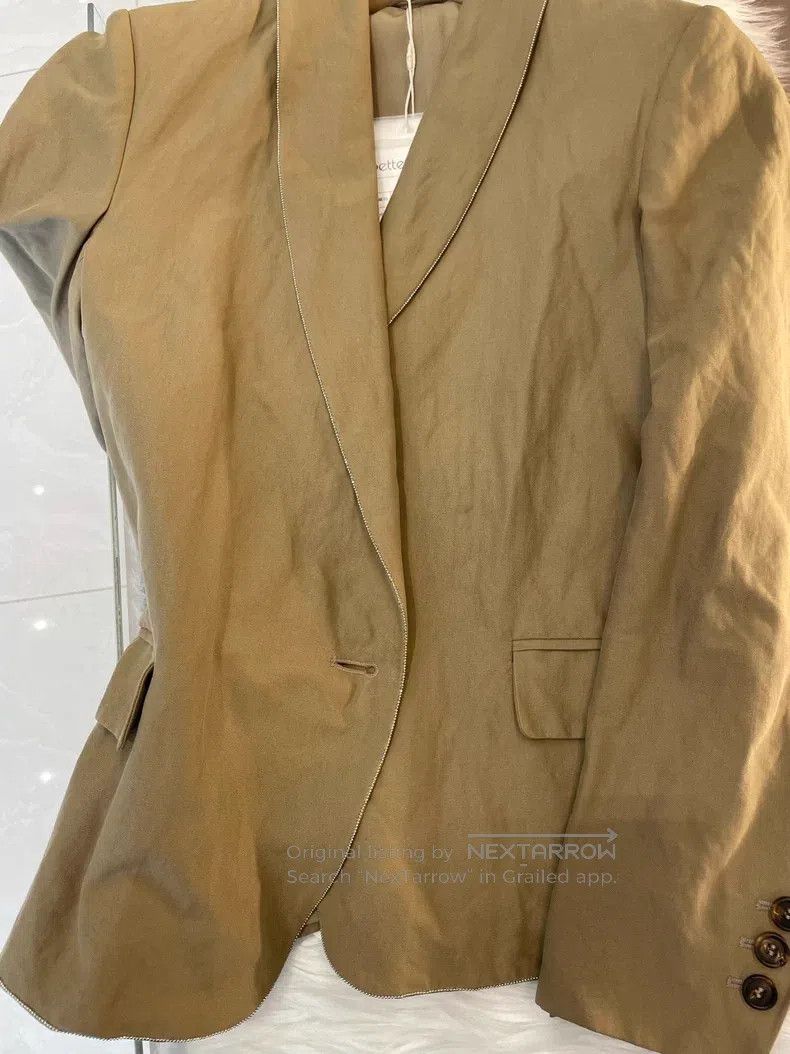 Brunello Cucinelli Brunello Cucinelli Camel Cotton Suit Jacket Size XS / US 0-2 / IT 36-38 - 8 Thumbnail