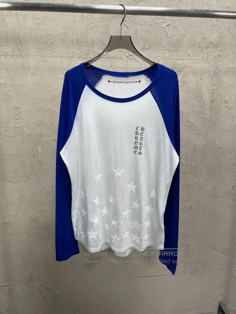 CHROME HEARTS Size L Blue and white mosaic Sanskrit scroll