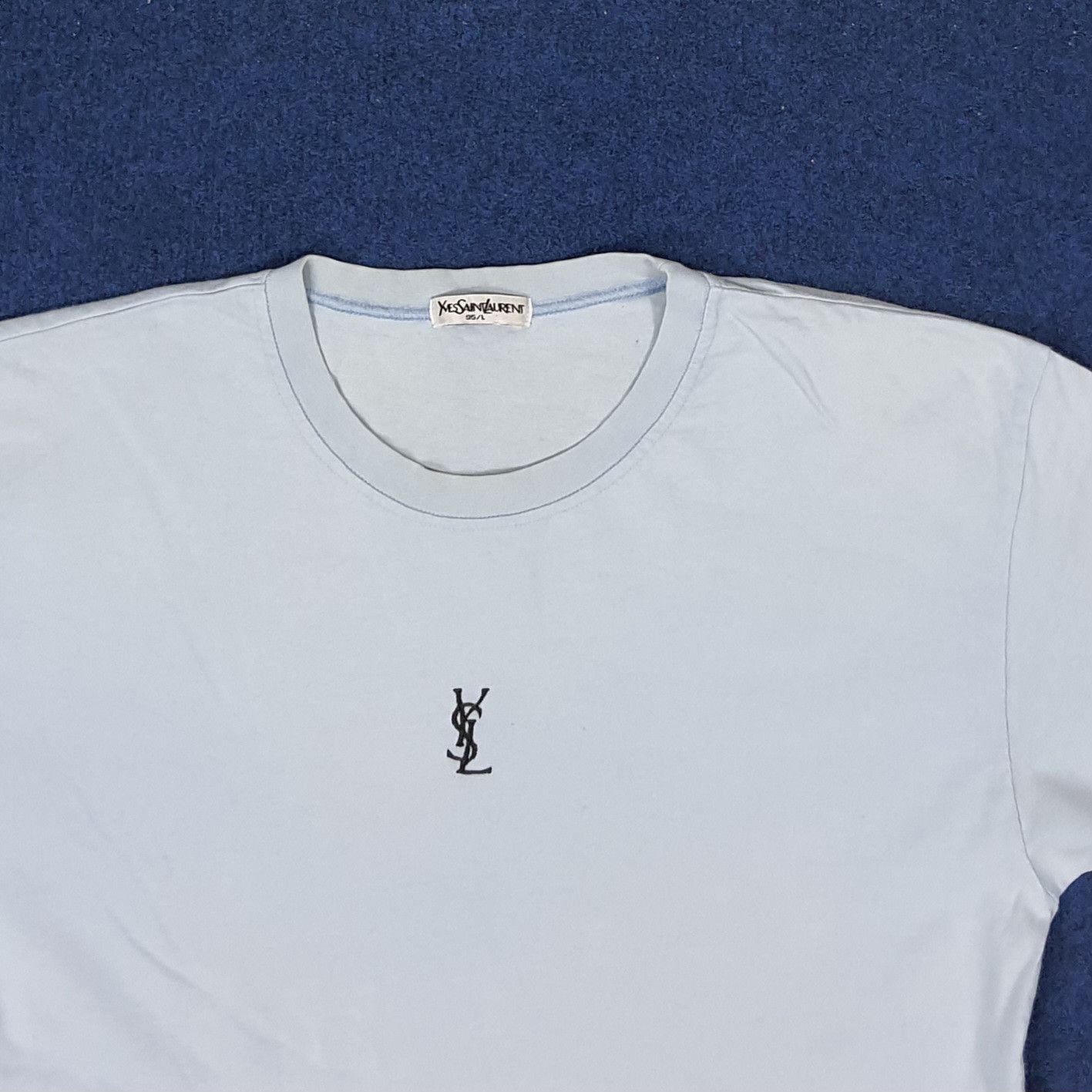 Designer × Vintage × Yves Saint Laurent Vintage Yves Saint Lauren YSL Center Logo Tshirt C219N12 Size US M / EU 48-50 / 2 - 2 Thumbnail