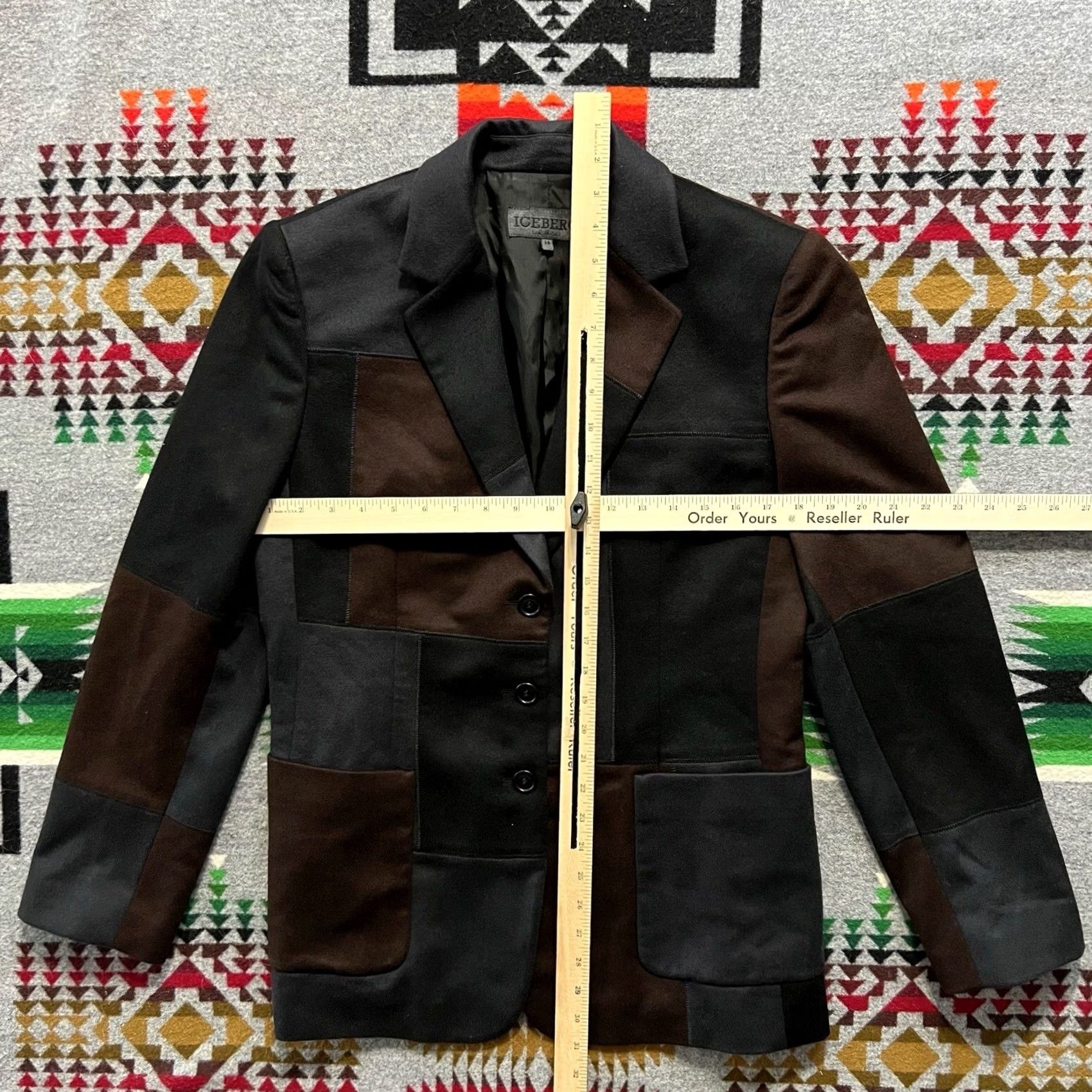 Vintage Iceberg Patchwork Blazer Womens 46 Cashmere Italy Designer Jacket A4 Size L / US 10 / IT 46 - 3 Thumbnail