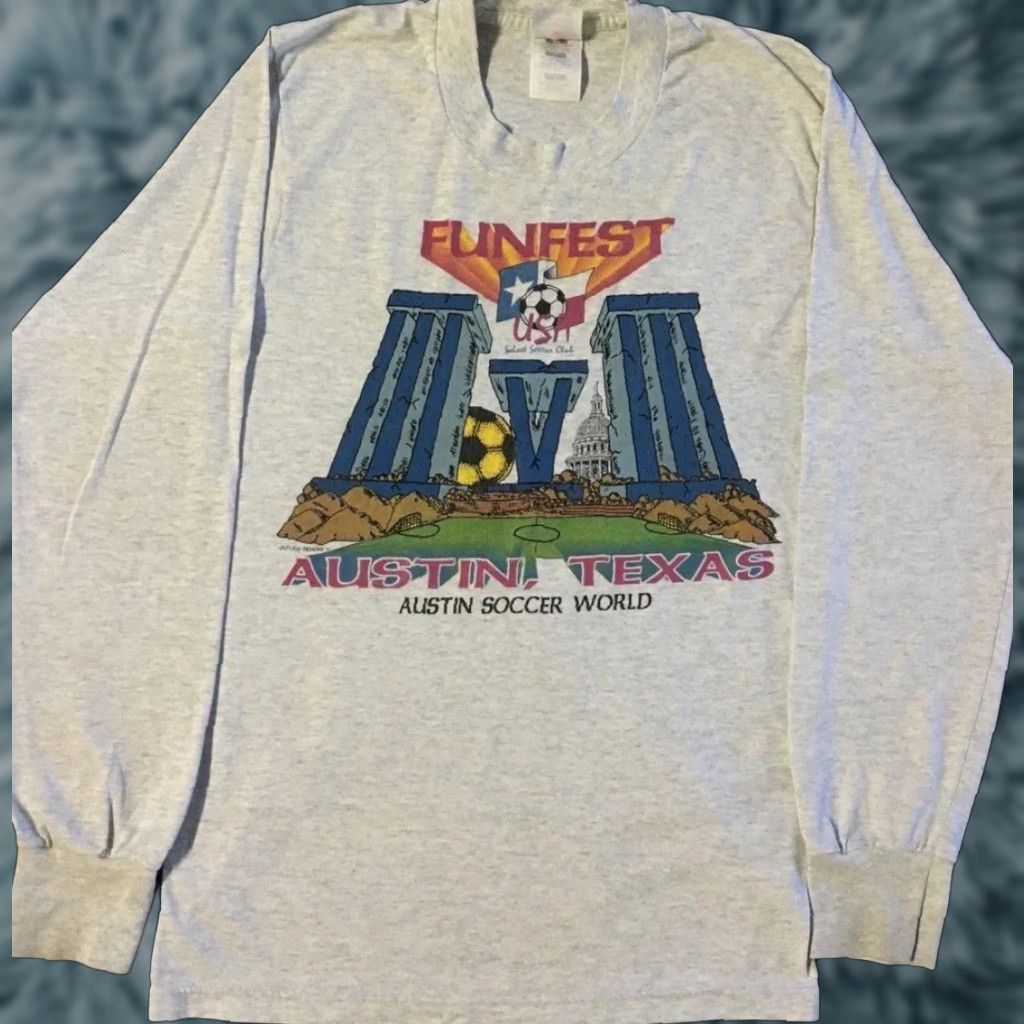Vintage VINTAGE 90s Austin Soccer World Faded Distress Shirt S USA Gray Men T-Shirt Long Sleeve Small Size US S / EU 44-46 / 1 - 1 Thumbnail