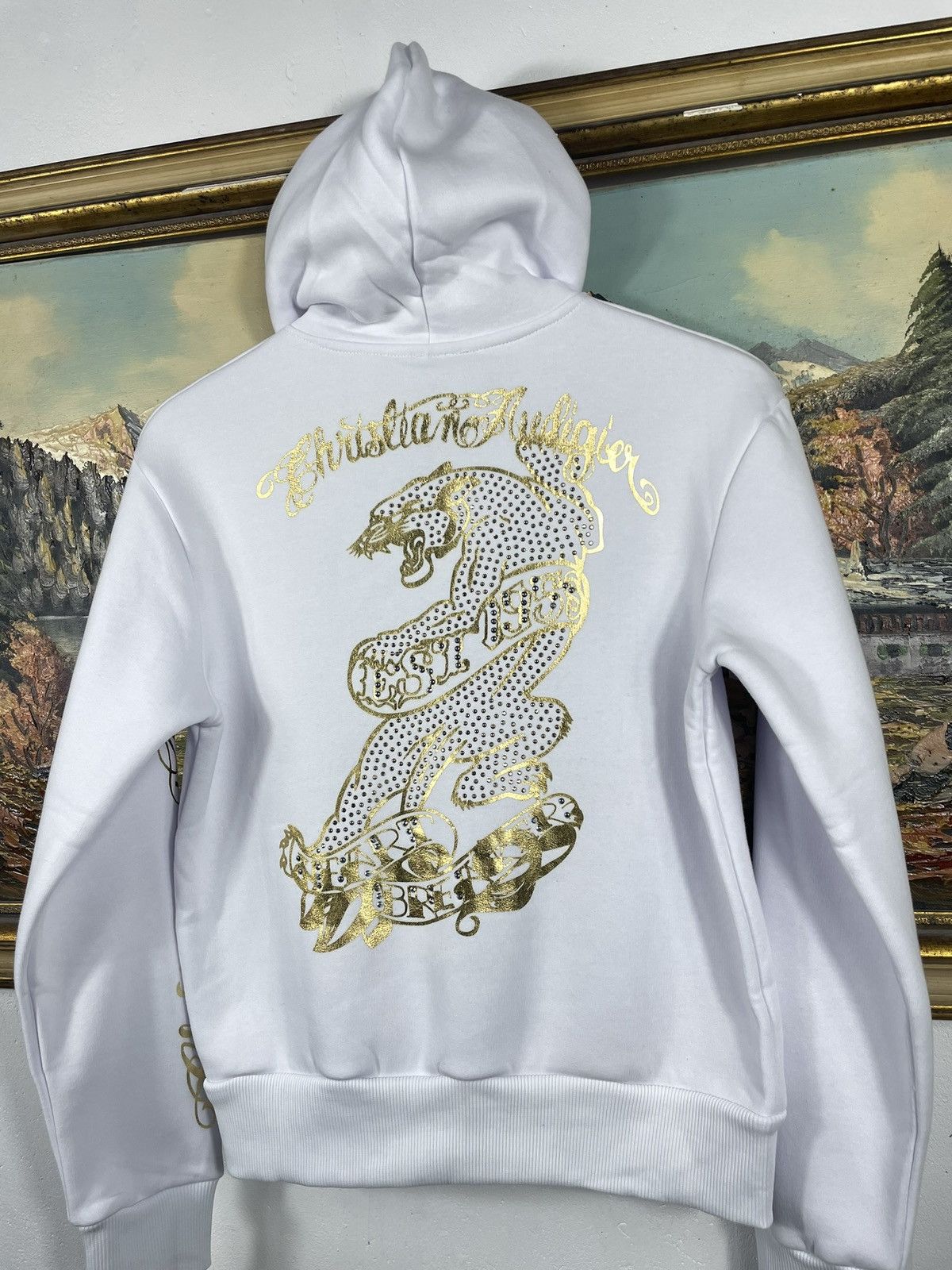 Christian Audigier × Ed Hardy × Vintage Ed Hardy Retro 00s Hoodie With Crystals Affliction Grunge Size M / US 6-8 / IT 42-44 - 7 Thumbnail