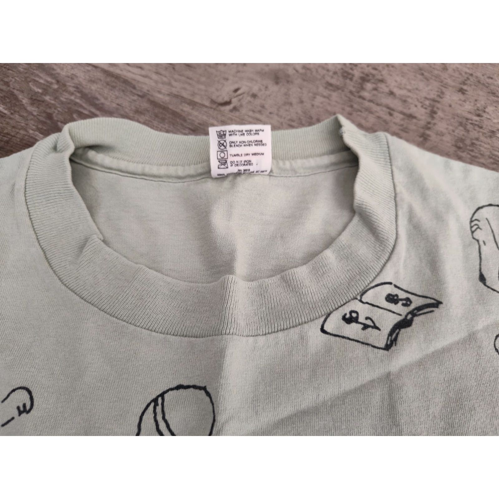 Anvil VINTAGE 90s James Thurber Dog Art Cartoon T-Shirt Mens XL Green All Over Print Cotton Summer Wear Size US XL / EU 56 / 4 - 6 Thumbnail