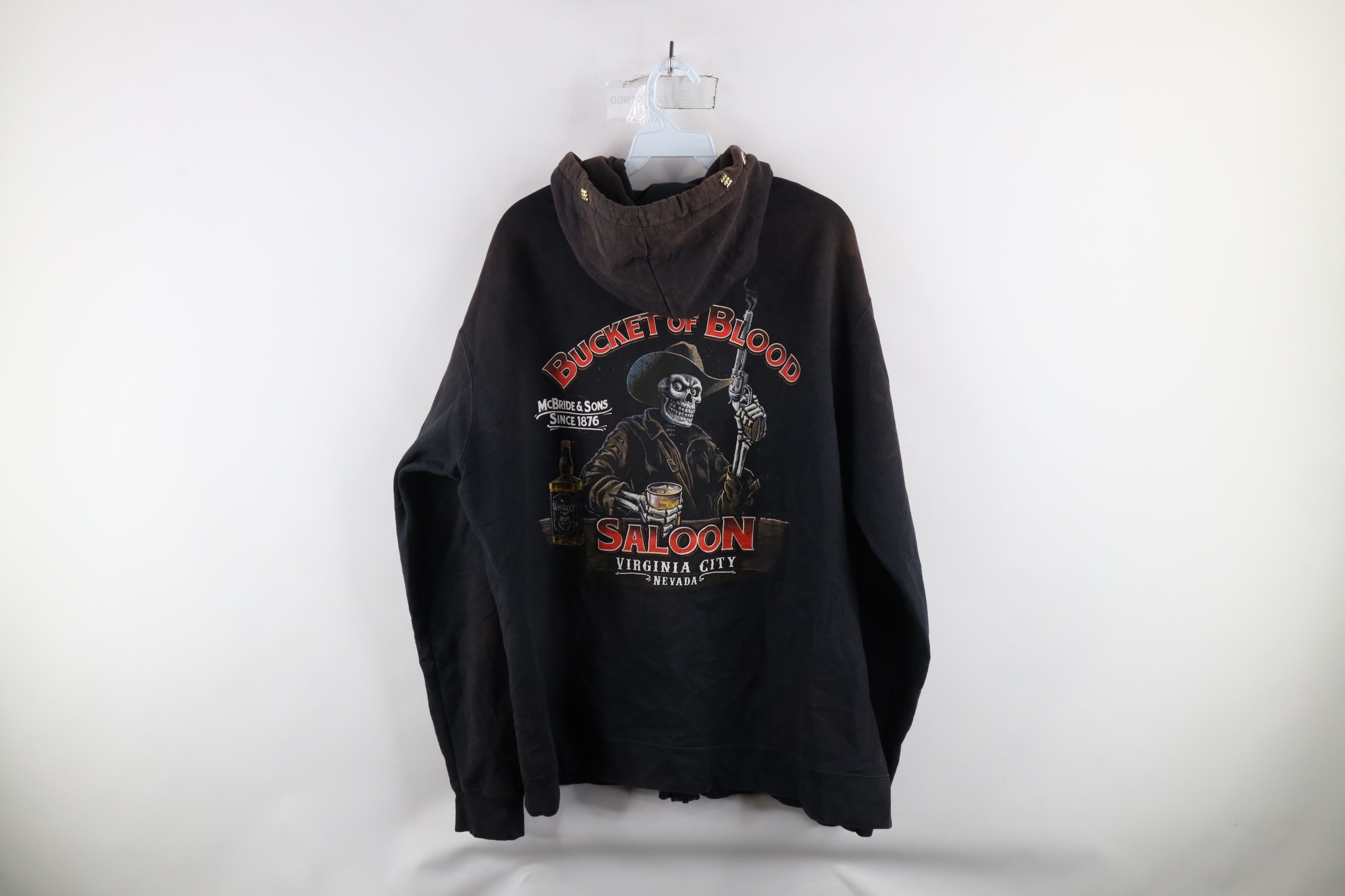 Vintage Vintage Y2K Streetwear of Blood Saloon Fire Flames Hoodie Size US XL / EU 56 / 4 - 16 Thumbnail