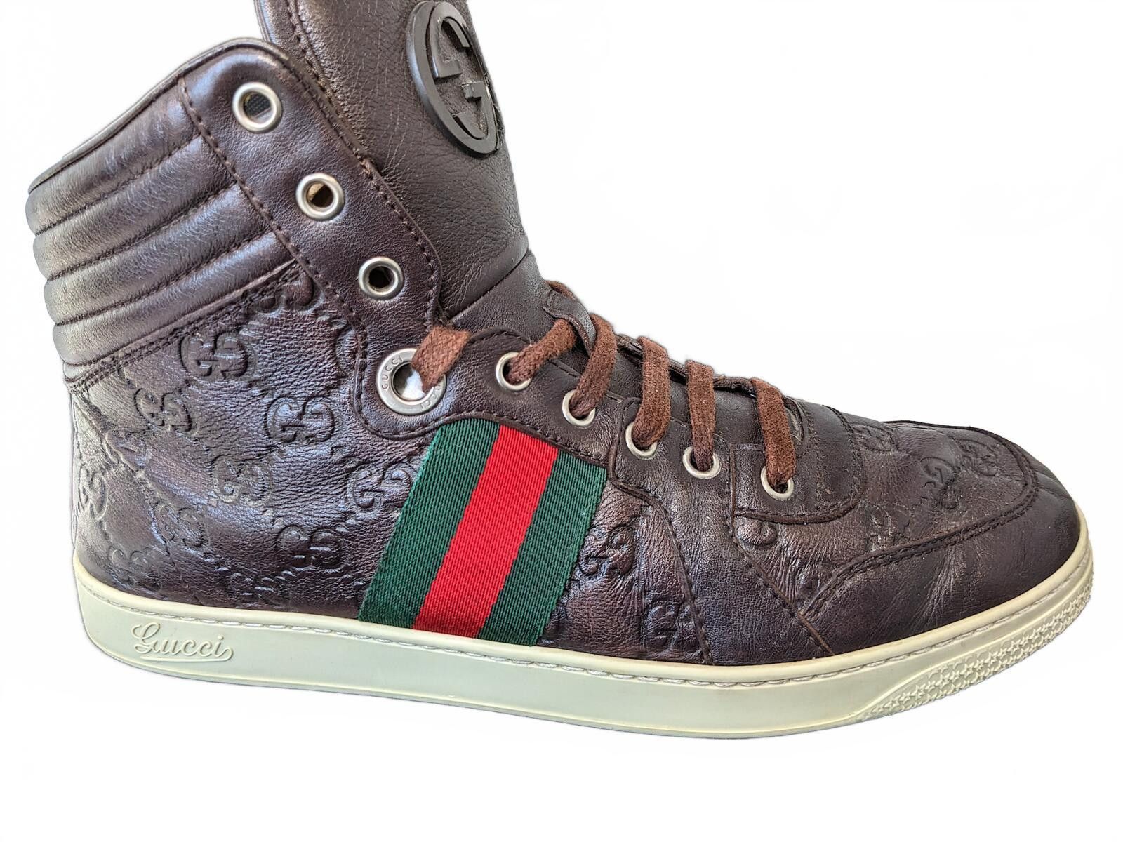 Gucci Gucci Guccissima Men High-Top Leather Sneakers Italy Brown 7 Size US 7 / EU 40 - 2 Thumbnail