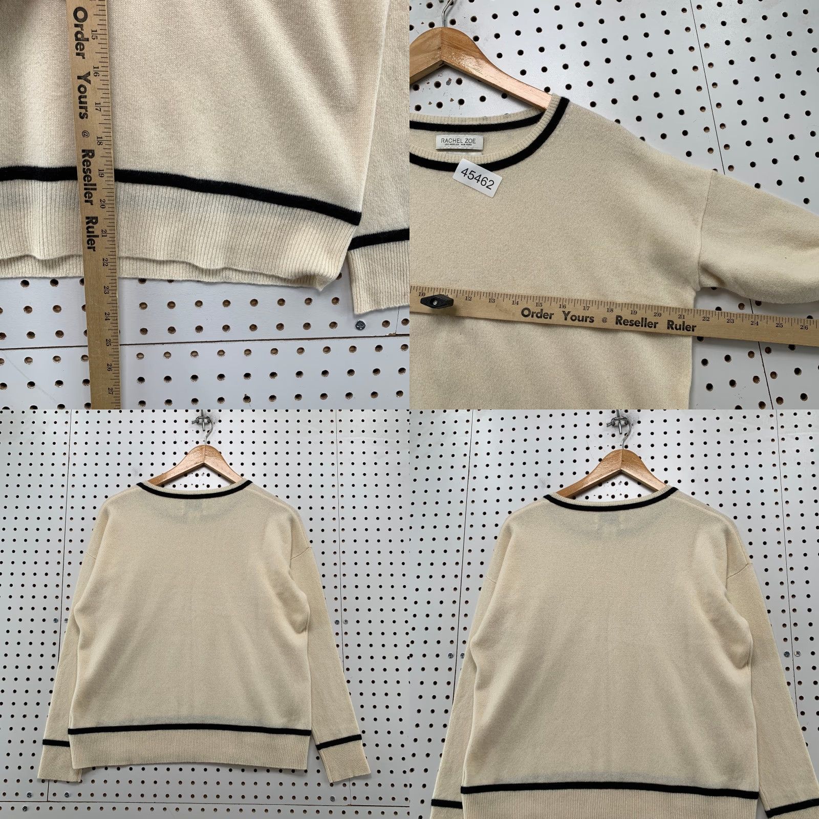 Rachel Zoe Rachel Zoe 100% Cashmere Sweater Womens Medium Beige Black Trim Business Work Size M / US 6-8 / IT 42-44 - 8 Thumbnail