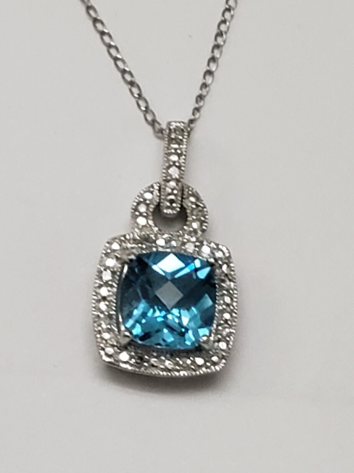 Other Helzberg 10K W/G Pendant: Genuine 2ct Blue Topaz Diamonds Size ONE SIZE - 1 Thumbnail