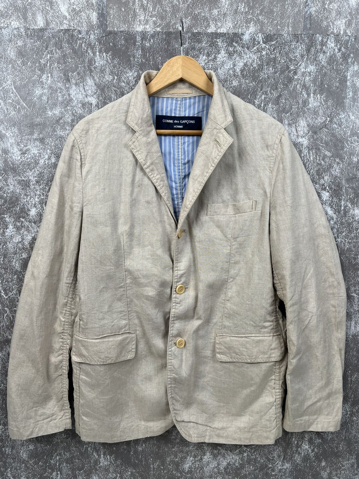Comme des Garcons Homme Plus Comme des Garçons Homme Linen Blazer - Beige, Japan 🇯🇵 Size 42S - 1 Thumbnail