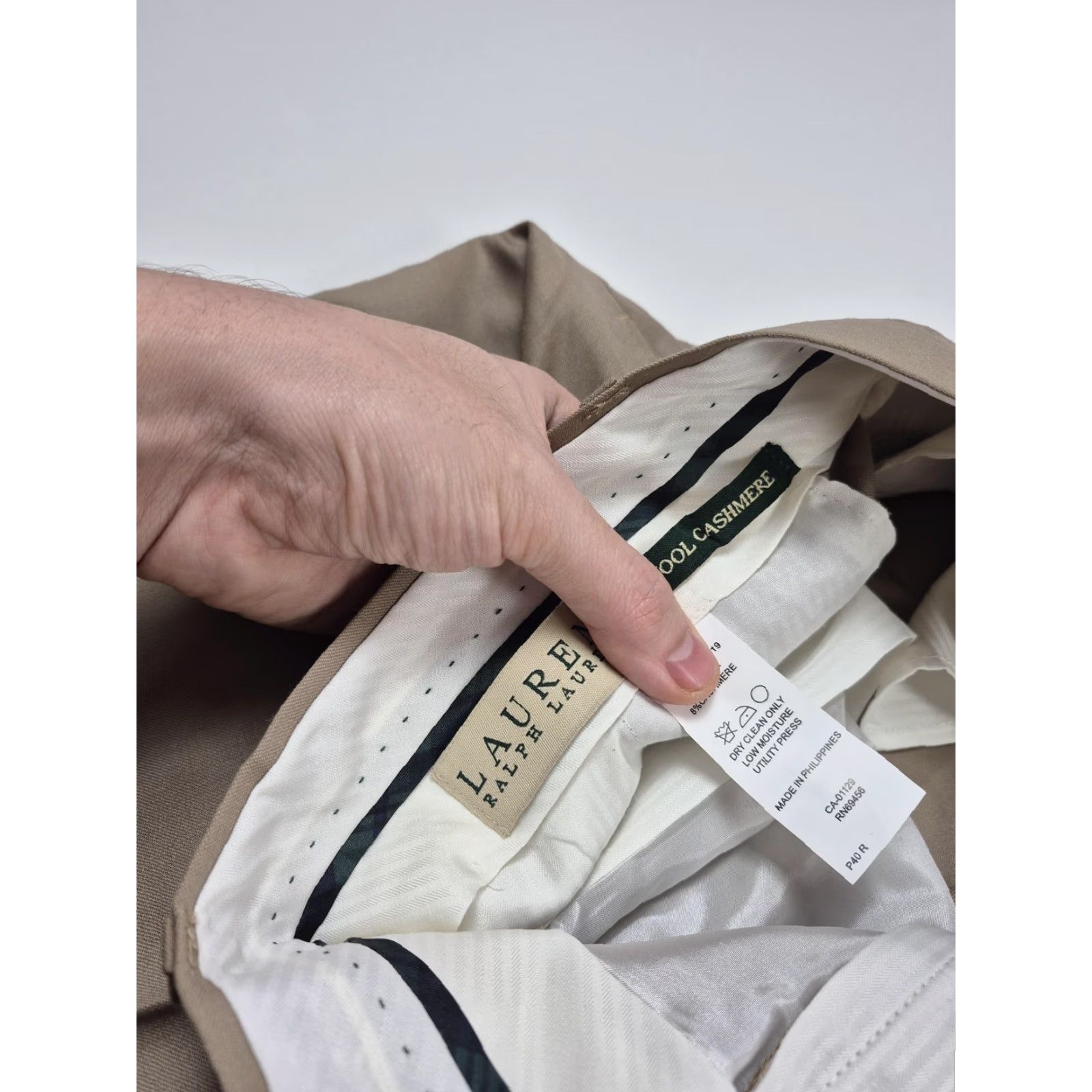 Ralph Lauren VINTAGE LAUREN RALPH LAUREN Pants Mens 40x36 Beige Wool Cashmere Pleated Dress Unhemmed Size US 40 / EU 56 - 7 Thumbnail